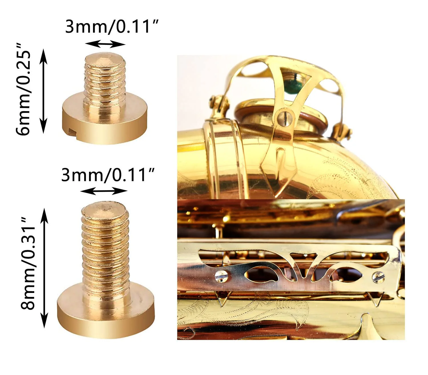 Sax Saxophone Repair Screw 3mm 1/8 inch Durable Alto Sax Repair Maintenance Kit Woodwinds Instruments Repair Accessories 10 Large 10 Small - Image 4