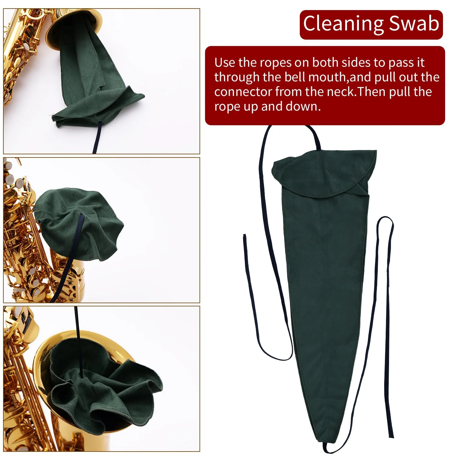 Saxophone Cleaning Care Kit: Mouthpiece&Dust Brush, Cleaning Cloth,Swabs,Necking Swab,Finger Rest,Cork Grease, Key Oil,Mouthpiece Pad – Sax Cleaning Kit for Professional players, Students - Image 5