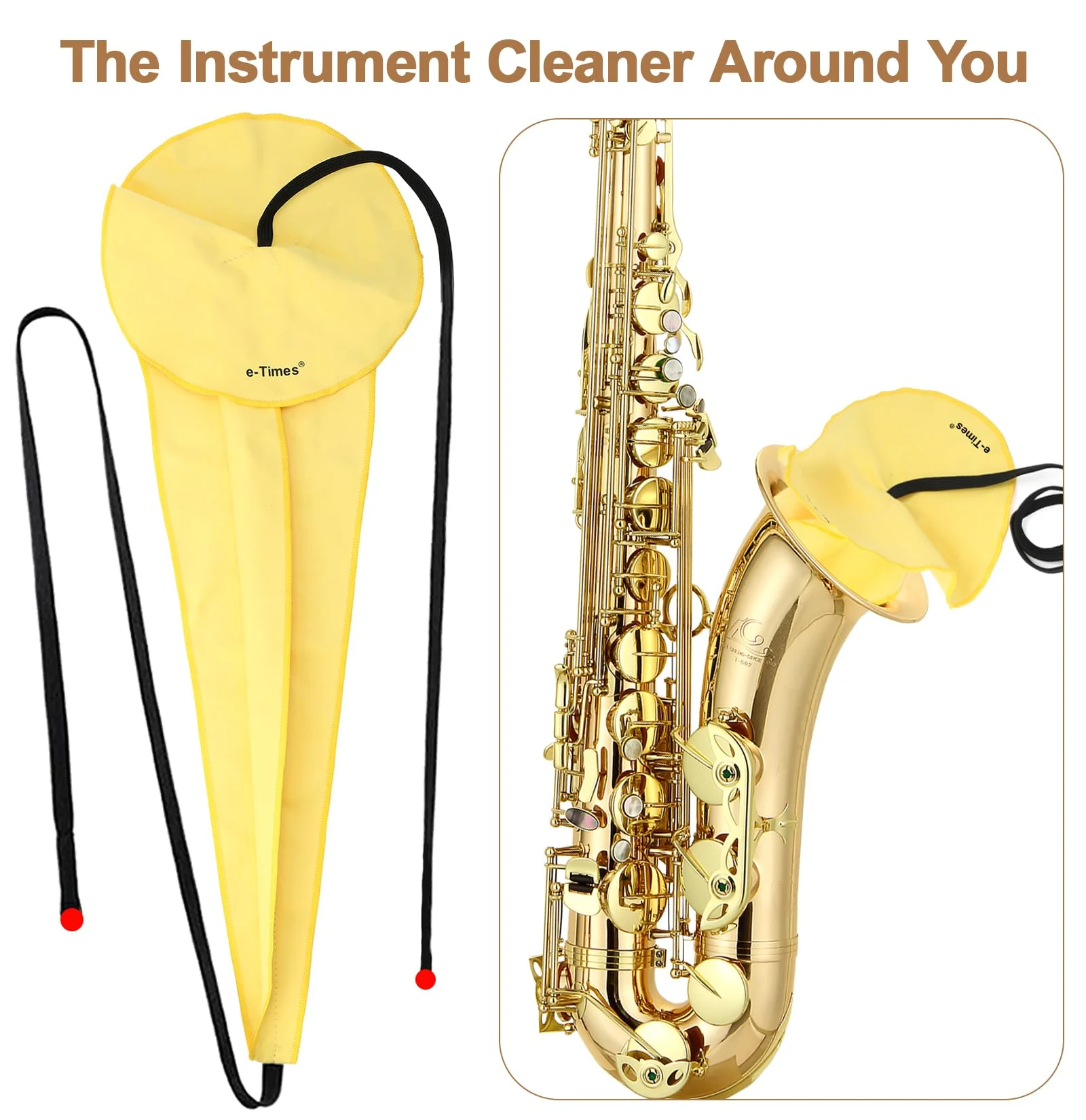 Saxophone Cleaning Cloth Kit, for Alto Tenor Soprano Sax and Other Wind & Woodwind Instruments, Including 1 * Cleaning Cloth and 1 * Mouthpiece Brush Alto Standard - Image 5