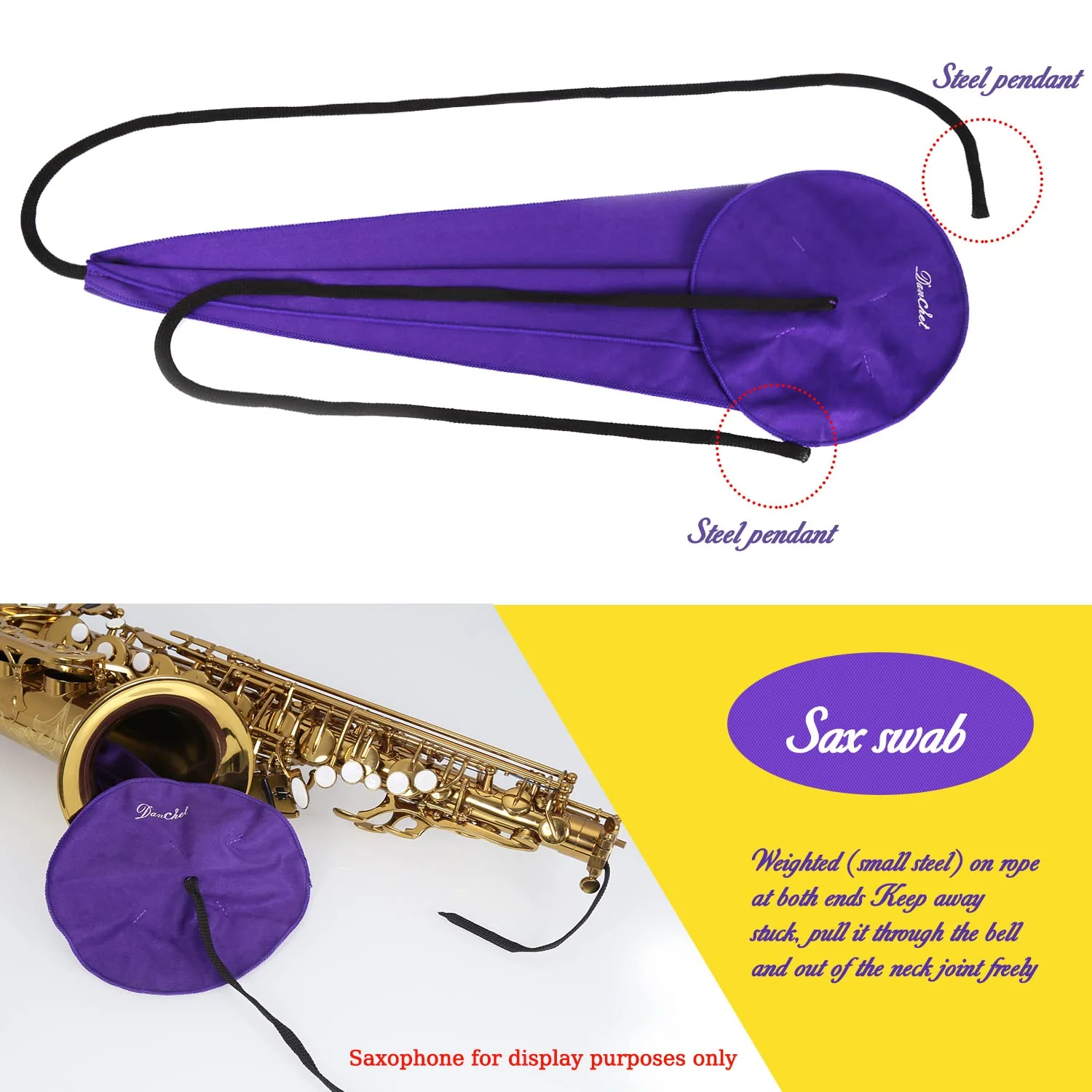 Saxophone Cleaning Kit, Alto Saxophone Maintenance Cleaning Kit with Key Oil, Cork Grease, Cotton Swabs, Cleaning Cloth, Thumb Rest, Mouthpiece Brush, Etc. - Image 2