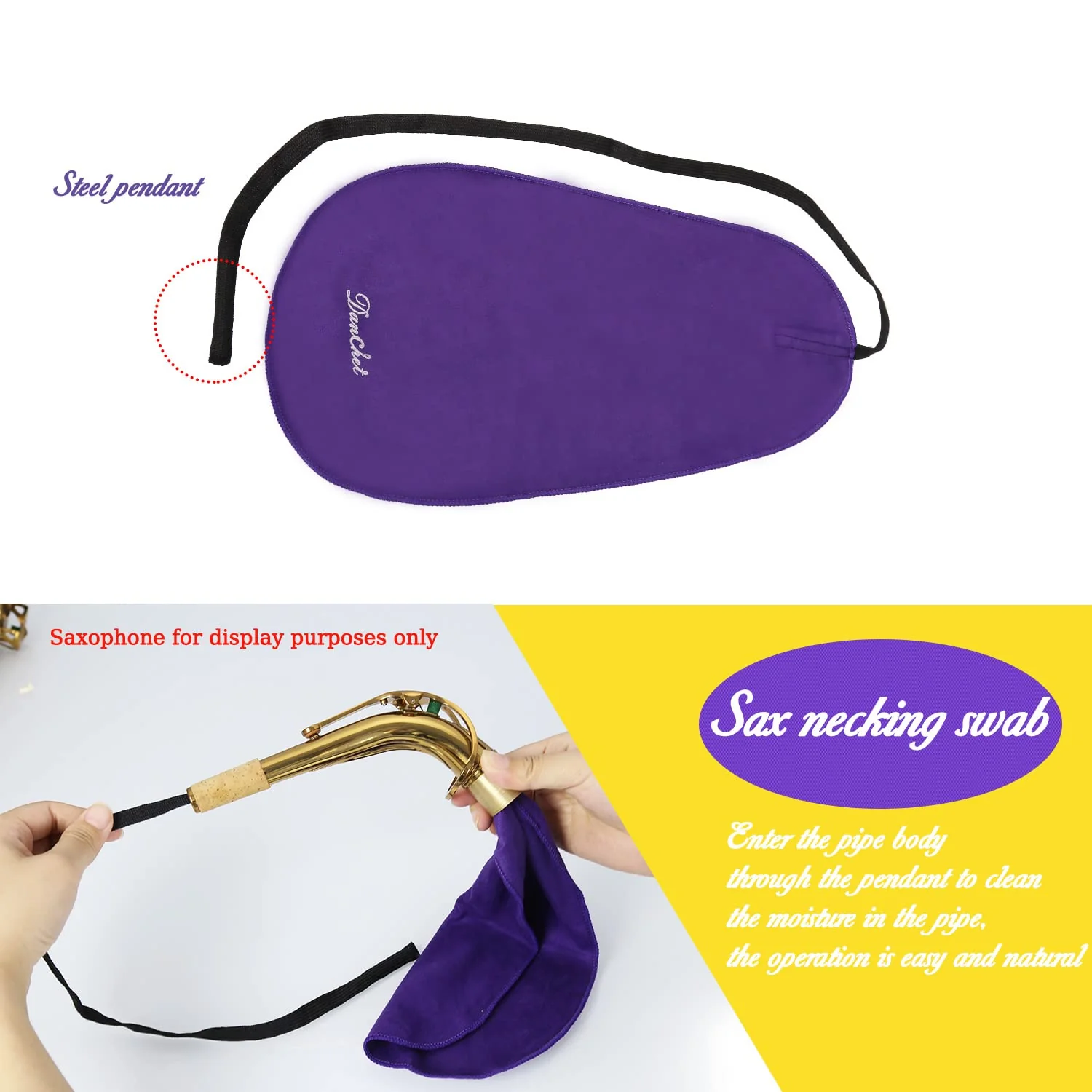 Saxophone Cleaning Kit, Alto Saxophone Maintenance Cleaning Kit with Key Oil, Cork Grease, Cotton Swabs, Cleaning Cloth, Thumb Rest, Mouthpiece Brush, Etc. - Image 3