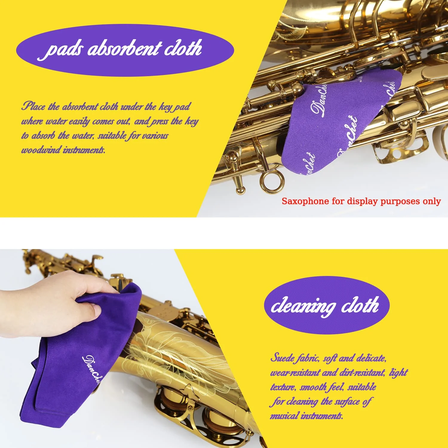Saxophone Cleaning Kit, Alto Saxophone Maintenance Cleaning Kit with Key Oil, Cork Grease, Cotton Swabs, Cleaning Cloth, Thumb Rest, Mouthpiece Brush, Etc. - Image 4