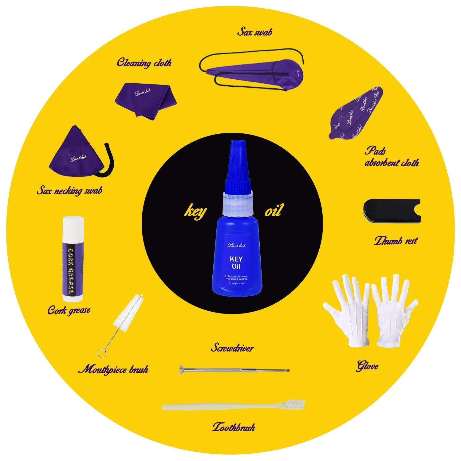 Saxophone Cleaning Kit, Alto Saxophone Maintenance Cleaning Kit with Key Oil, Cork Grease, Cotton Swabs, Cleaning Cloth, Thumb Rest, Mouthpiece Brush, Etc. - Image 5