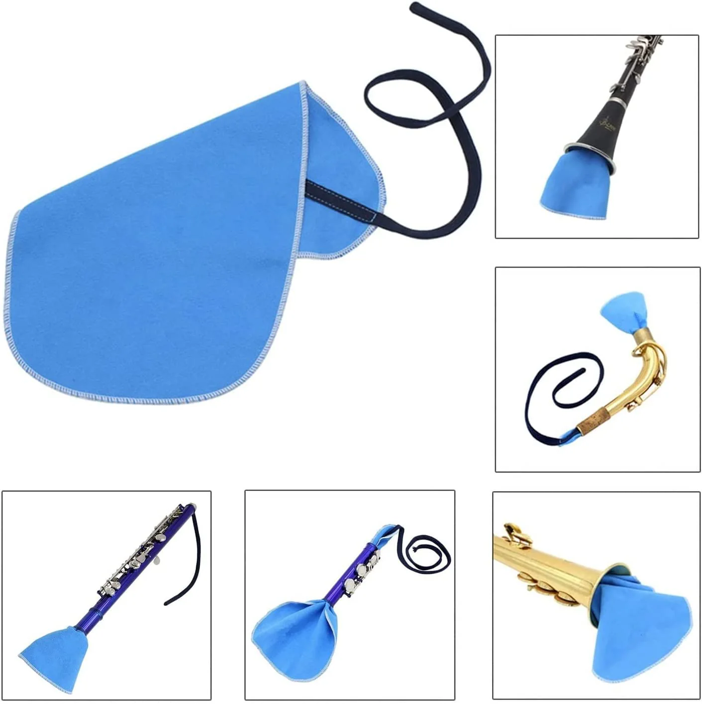Saxophone Cleaning kit, Clarinet Cleaning Kit with Maintenance Kit,Cork Grease,Swab,Strap,Cleaning Cloth,Thumb Rest,Reed Case,Mouthpiece Brush and More blue - Image 3