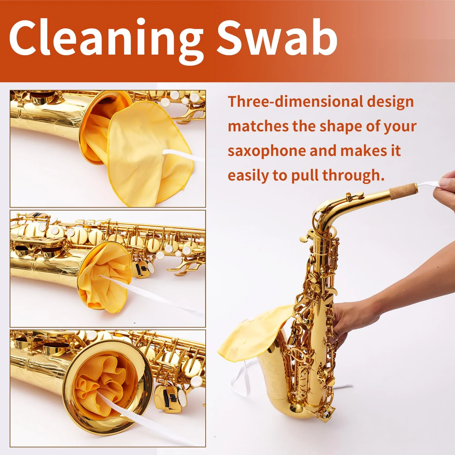 Saxophone Cleaning Kit for Alto Tenor Sax - 11-in-1 Smooth Pull-Through Maintenance Set with Mouthpiece Brush, Key Oil, Cork Grease and Case - Woodwind Instrument Care for Students - Image 3