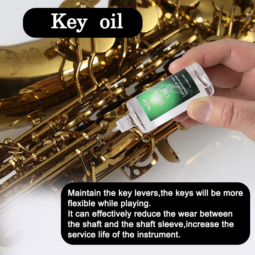 Saxophone Sax cleaning Care Maintenance Kit,Key Oil,Cork Grease,Swab,Cleaning Cloth,Thumb Rest,Mouthpiece Brush and More - Image 3