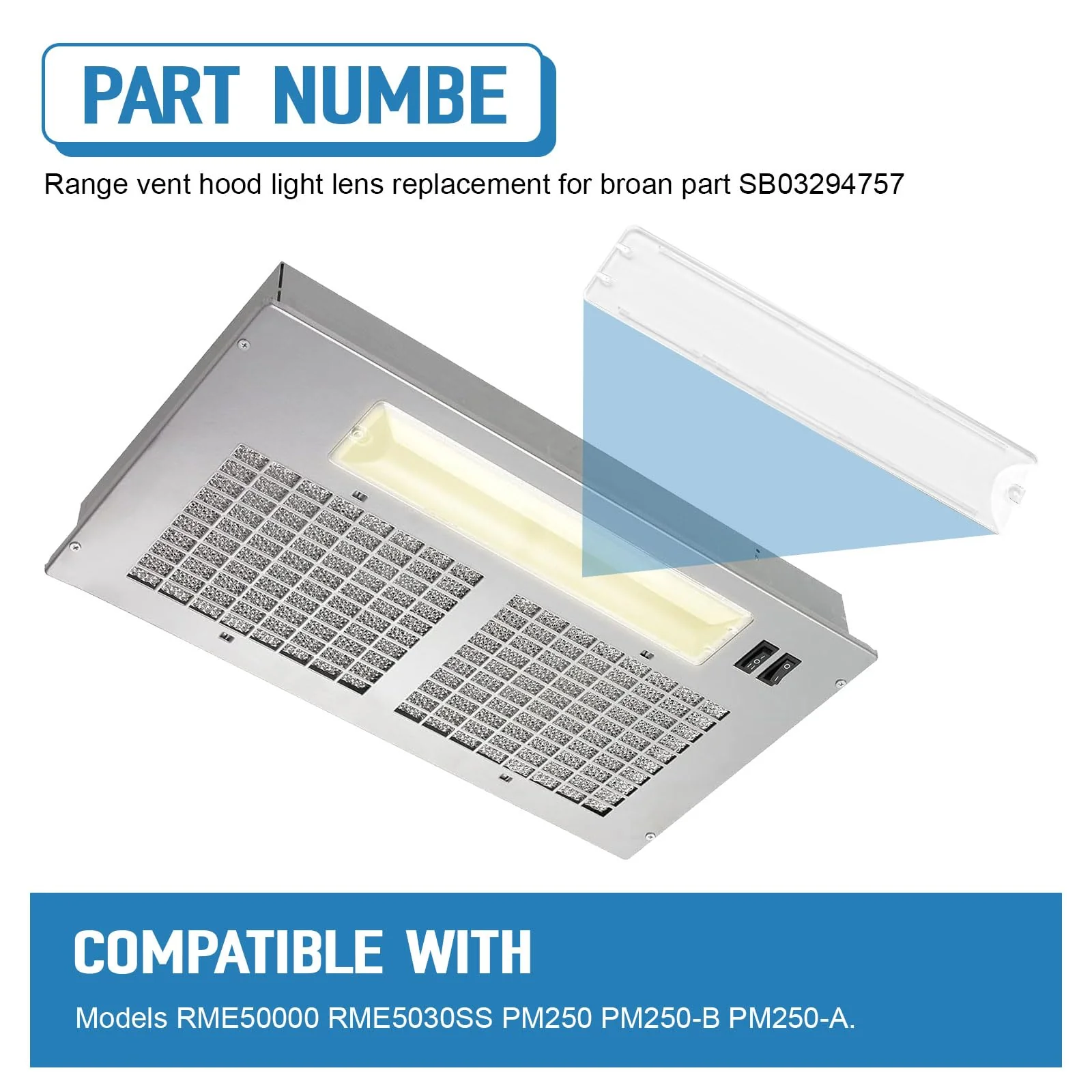 SB03294757 Range Hood Light Lens Cover Replacement for Broan Range Hood Parts RME50000 PM250 - Image 4