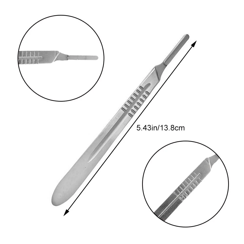 Scalpel Blades, Scalpel Foot Care, Scalpel Blades, Scalpel Holder No. 4 Rustproof, Pack of 10 Scalpel Blades Made of Carbon Steel - Replacement Blades Individually Sterile Packed + Scalpel Holder - No. 24, Silvery - Image 2