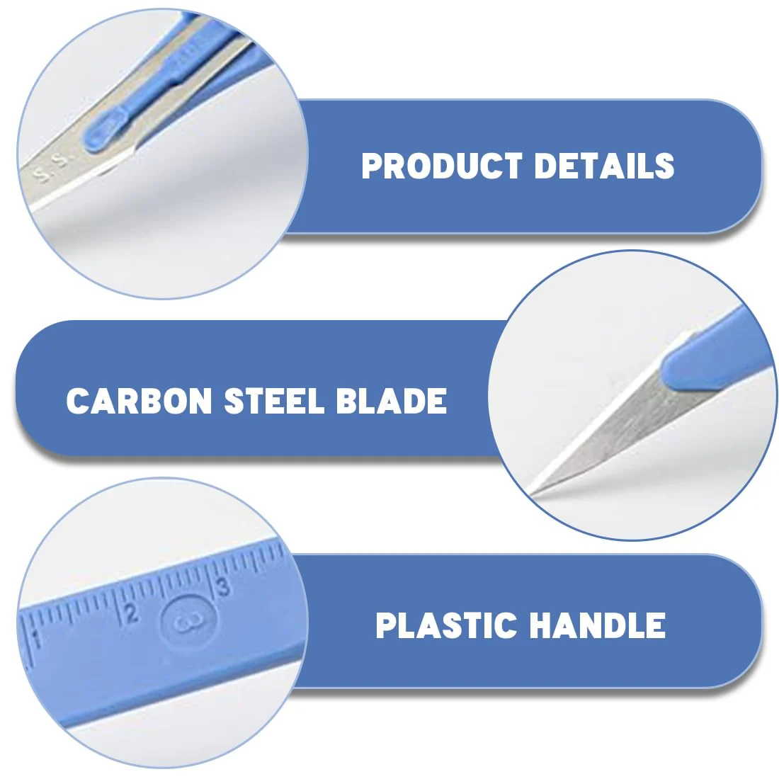 Scalpel Knife, Plastic Surgical Scalpel Knife, Scalpel Blade, Sterilised Scalpels, Figure 10 with Protective Cap, Individually Packed (10 Pack) - Image 2