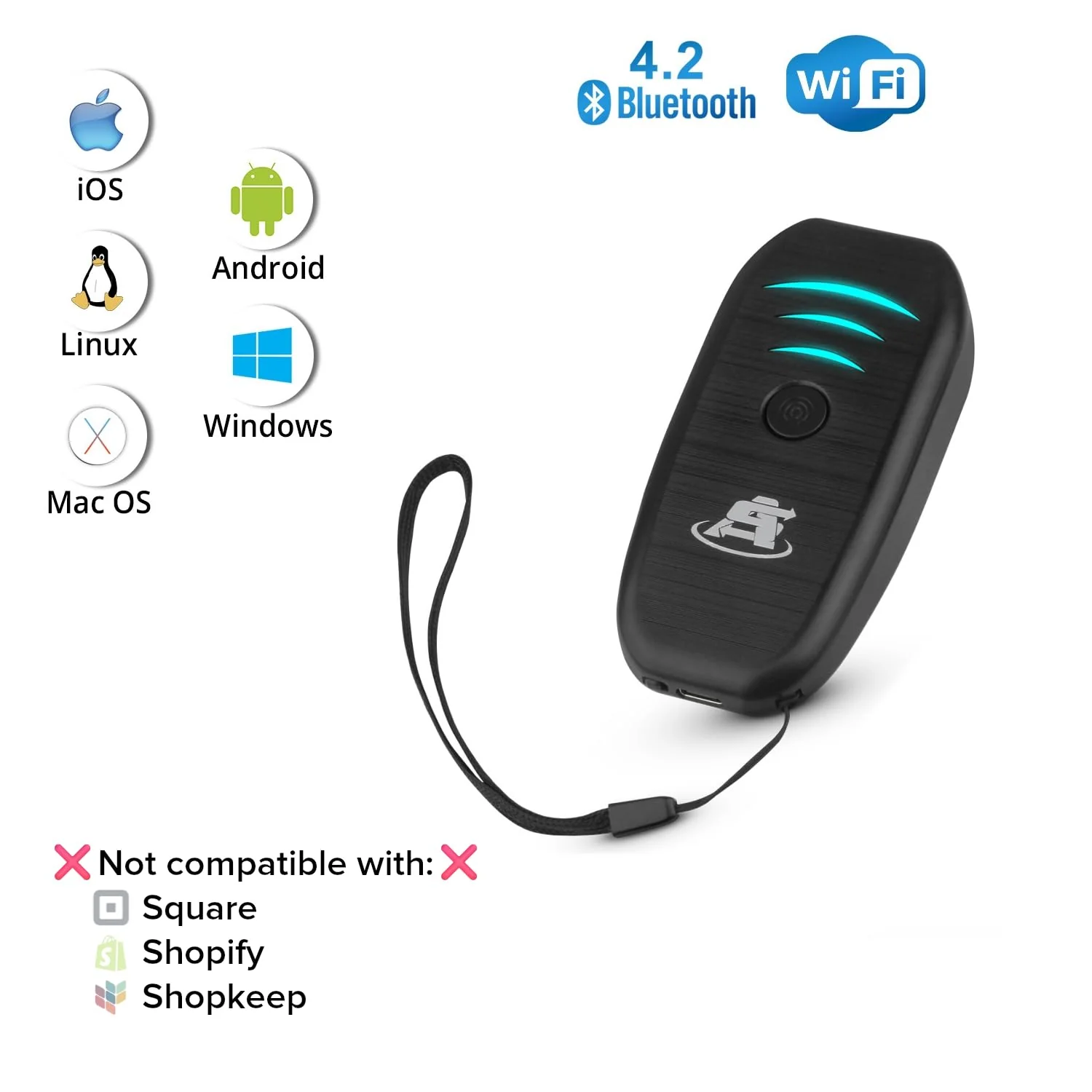 ScanAvenger Portable Mini-Wireless Bluetooth Barcode Scanner: Hand Scanners - Cordless, Rechargeable 1D & 2D Scan Gun for Inventory Management Wireless, Handheld USB QR (1D&2D Mini Barcode Reader) 1D&2D Mini Barcode Scanner - Image 2