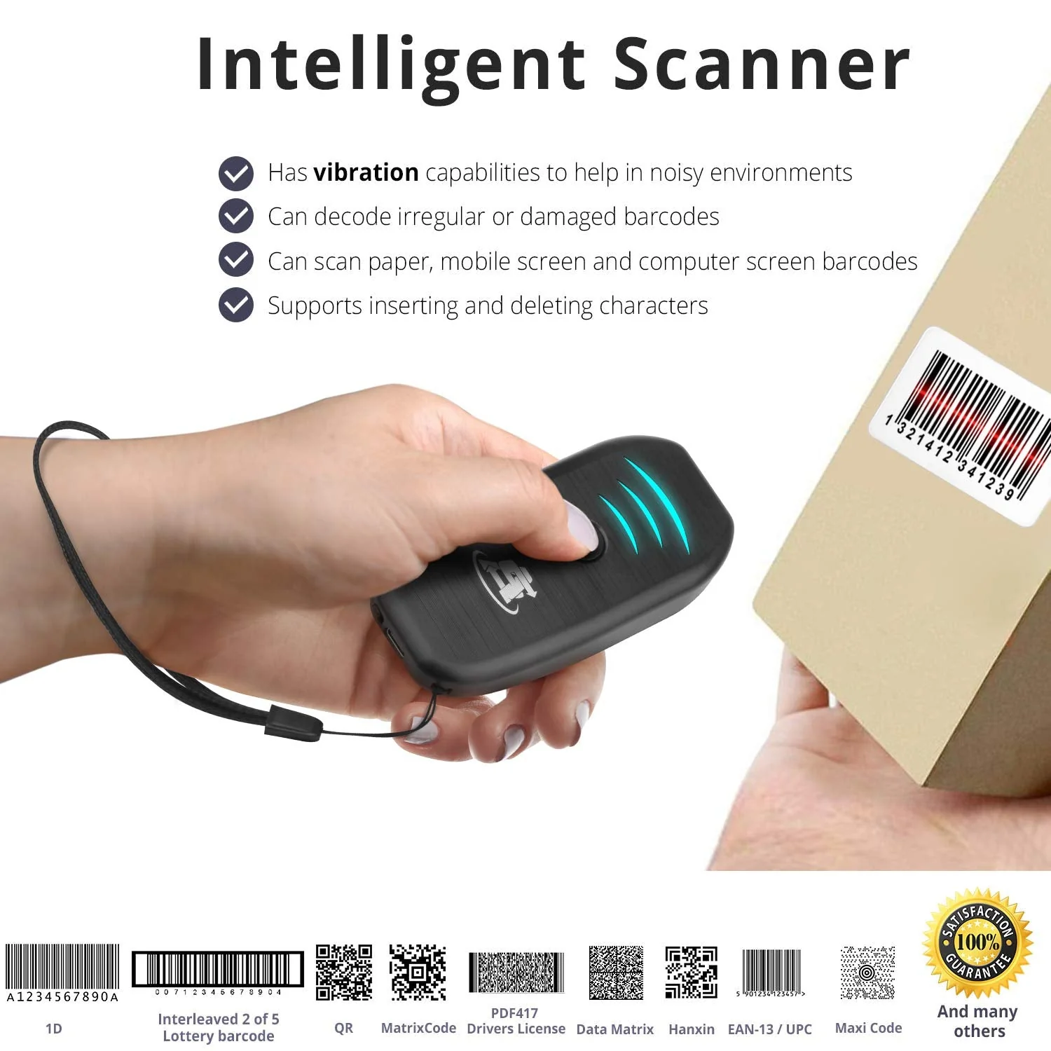 ScanAvenger Portable Mini-Wireless Bluetooth Barcode Scanner: Hand Scanners - Cordless, Rechargeable 1D & 2D Scan Gun for Inventory Management Wireless, Handheld USB QR (1D&2D Mini Barcode Reader) 1D&2D Mini Barcode Scanner - Image 3