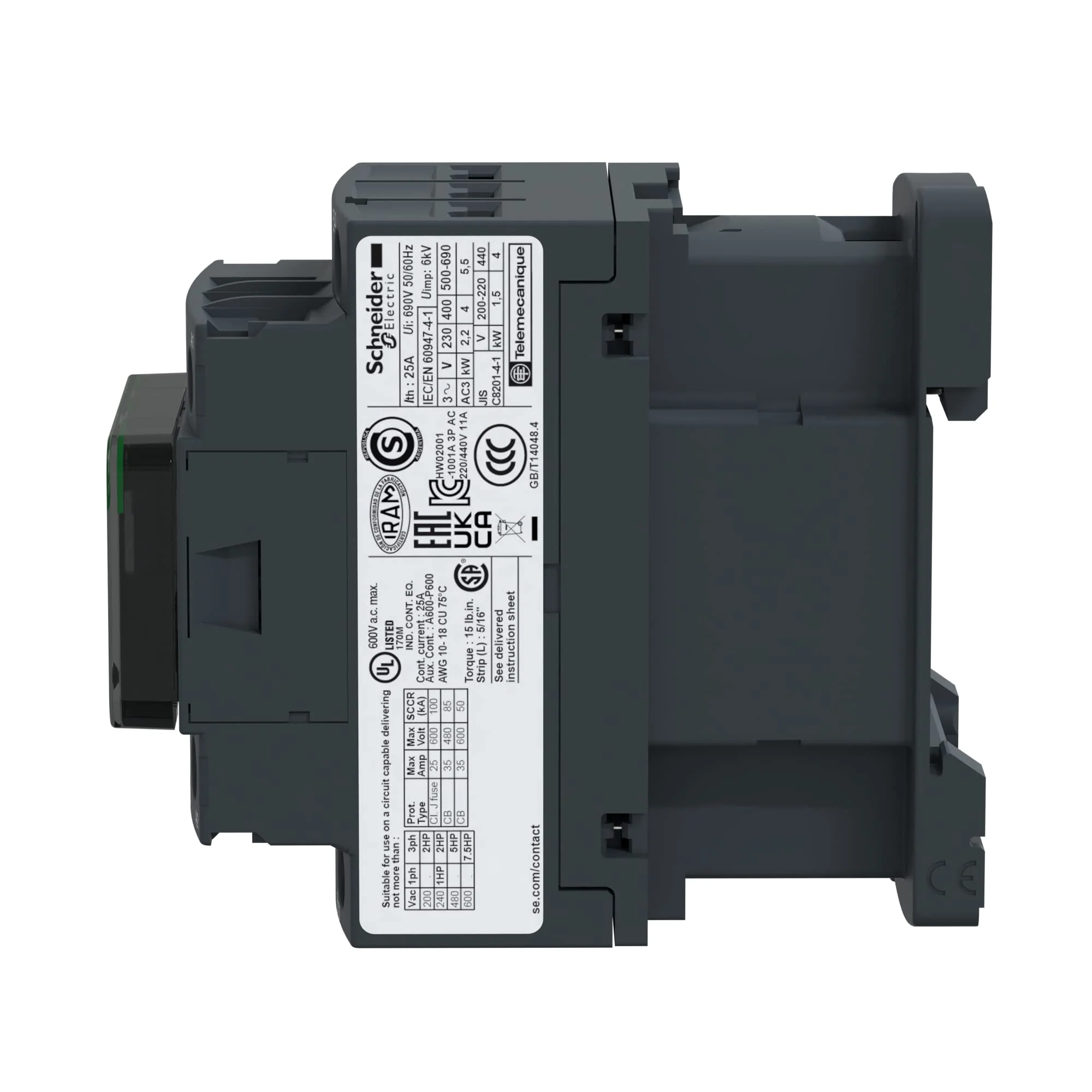Schneider Electric sc5lc1d09p7 Switch 440 V 9 A – White 9A 230 V Single - Image 4