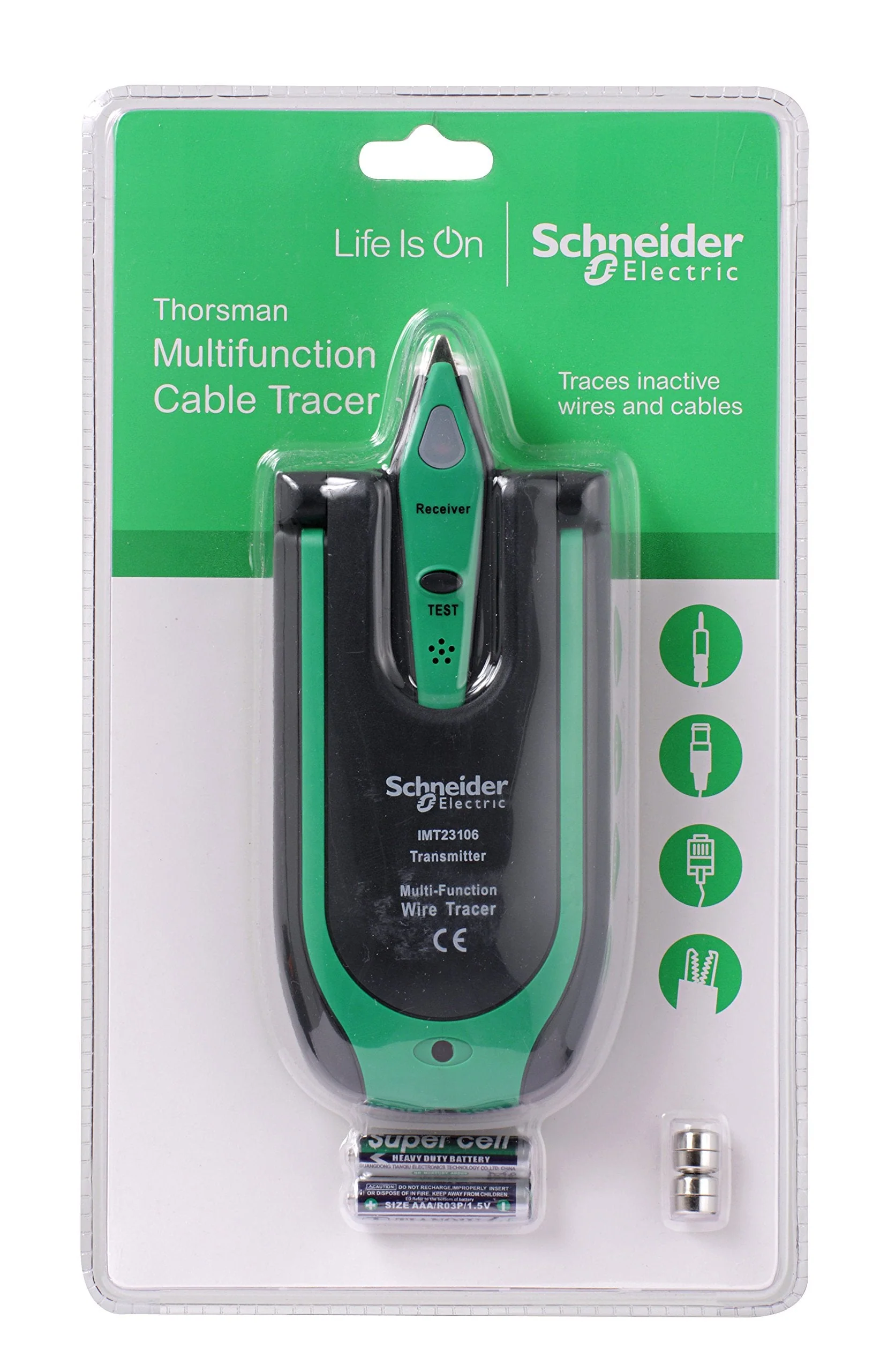 Schneider Electric - Thorsman Multifunction Cable Detector, Precise Line Location from Telephone to Vehicle Lines, Includes Transmitter and Receiver, 2 x 1.5 V Type AAA, 4 x 1.5 V, IMT23206 Multifunctional cable finder Standard - Image 2