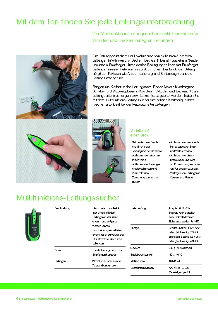 Schneider Electric - Thorsman Multifunction Cable Detector, Precise Line Location from Telephone to Vehicle Lines, Includes Transmitter and Receiver, 2 x 1.5 V Type AAA, 4 x 1.5 V, IMT23206 Multifunctional cable finder Standard - Image 4
