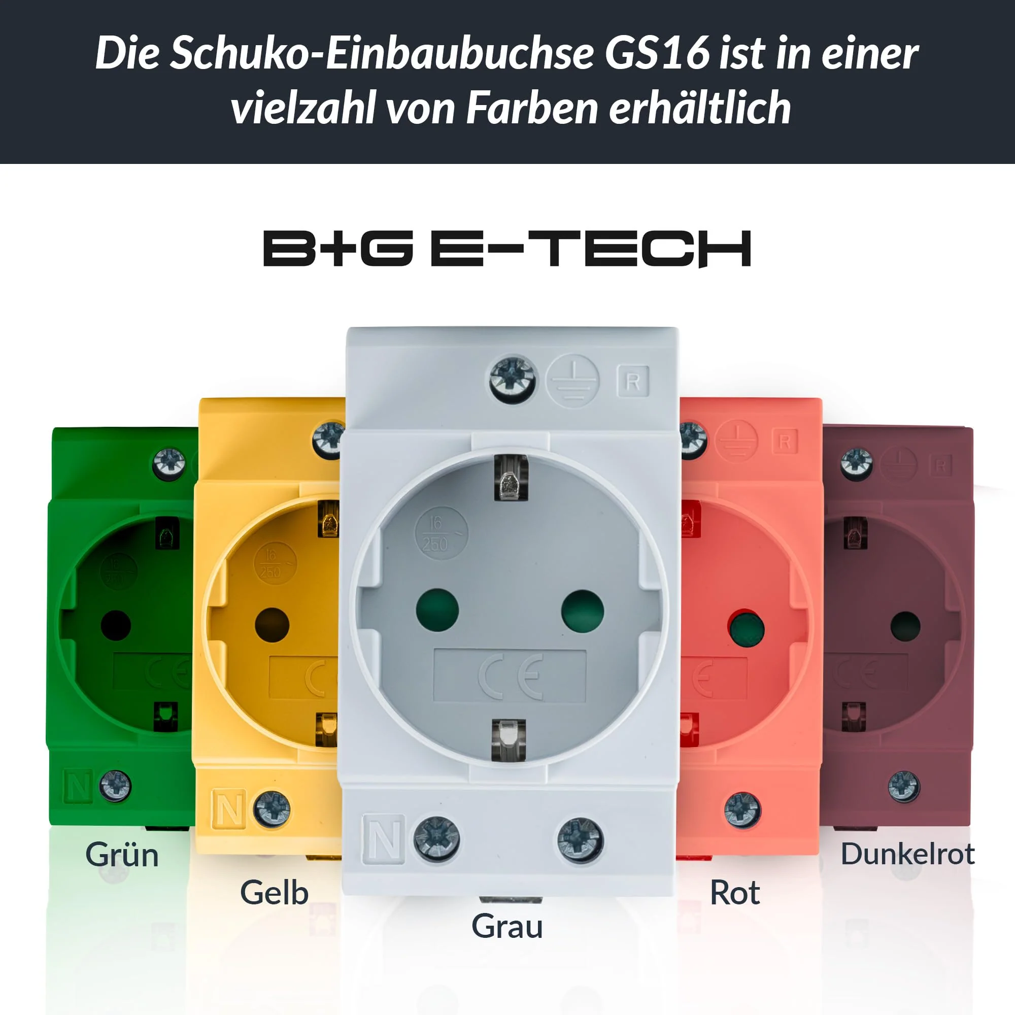 Schuko Socket [GS16] for DIN Rail 16A 230V 2P+E - Built-in Socket for Distribution Installation, Control Cabinet Meter Cabinet Protective Contact Socket for 35 mm DIN Carrier Rail Mounting (Grey) gray - Image 6