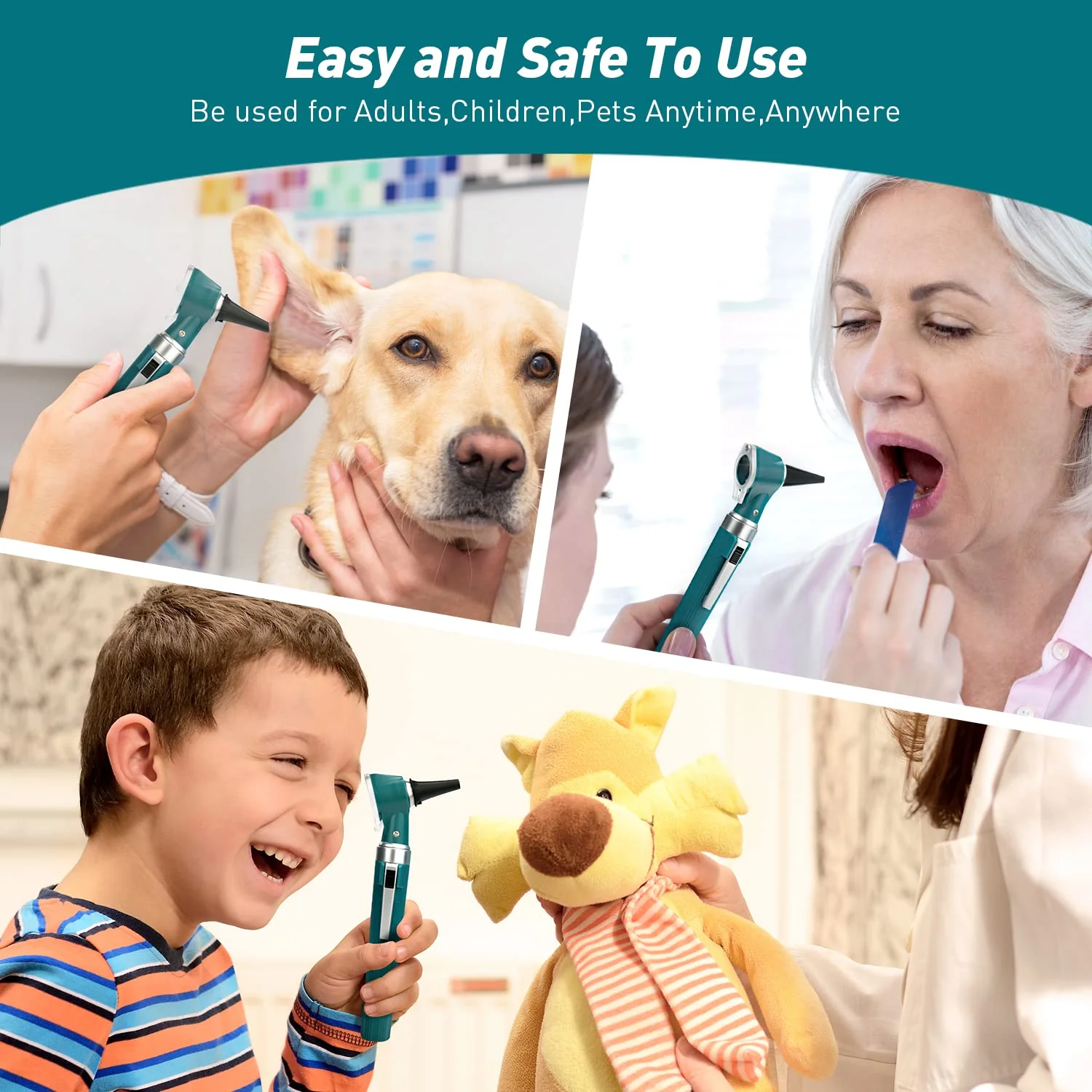 Scian Otoscope Kit - Ear Scope Otoscope with LED Light, 3x Magnification, 4 Speculum Tips Size, Lightweight Diagnostic Ear Care Tool for Children, Adults, Dogs, Home Use (Green) Green - Image 2