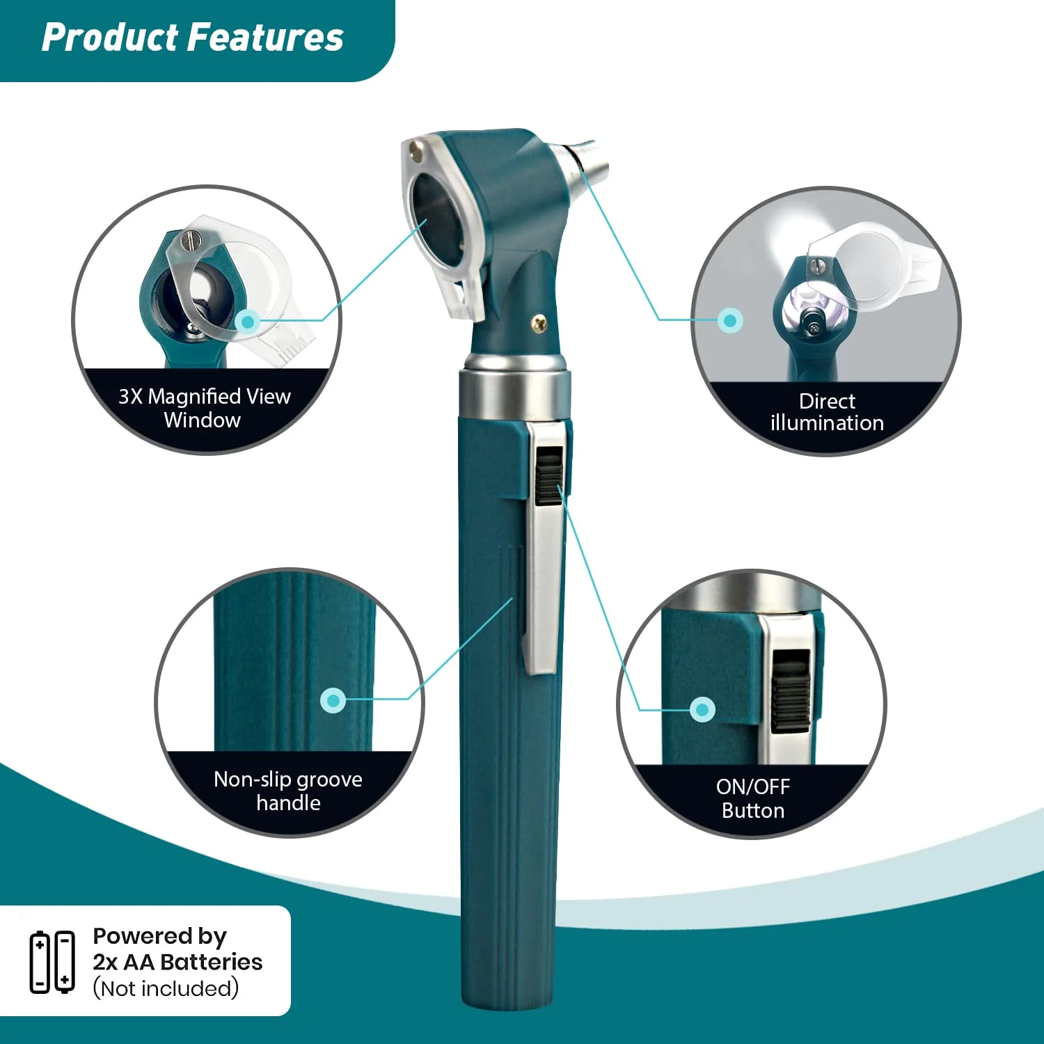 Scian Otoscope Kit - Ear Scope Otoscope with LED Light, 3x Magnification, 4 Speculum Tips Size, Lightweight Diagnostic Ear Care Tool for Children, Adults, Dogs, Home Use (Green) Green - Image 5