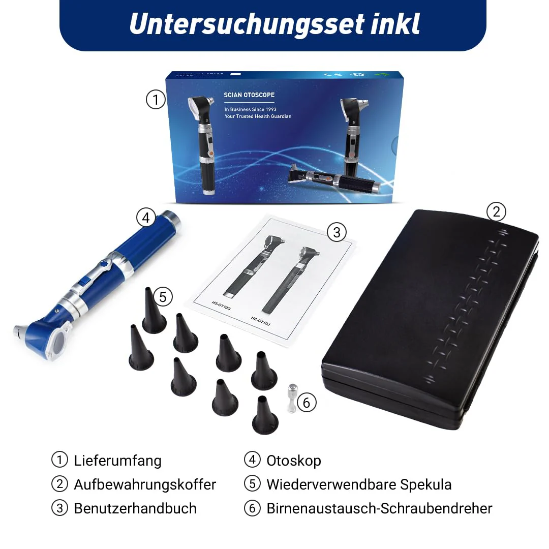SCIAN Otoscope with Light, Ear Infection Detector and Pocket Ear Scope, Includes Hard Plastic Case, Suitable for Children, Adults, Doctors, Pets, Available in Several Colours (Blue2) Blue 2 - Image 7