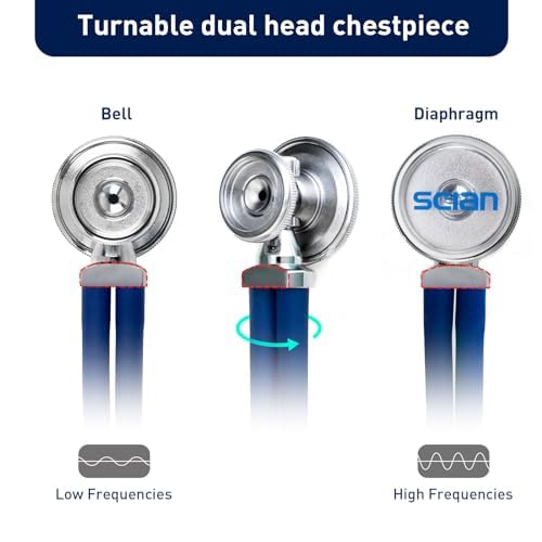 SCIAN Sprague Rappaport Stethoscope for Nurses, Doctors, and Home Use, Multifunctional Cardiology Stethoscope Double Head with Adults, Children and Toddlers, Changing Bell (UK Blue) UK Blue - Image 3