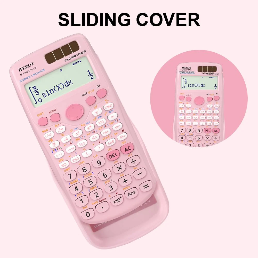 Scientific Calculators, IPEROT Pink Scientific Calculator 417 Function, Desktop Math Solar Calculators School Supplies Suitable for High School and College Students Algebra and Other Math Textbooks - Image 7