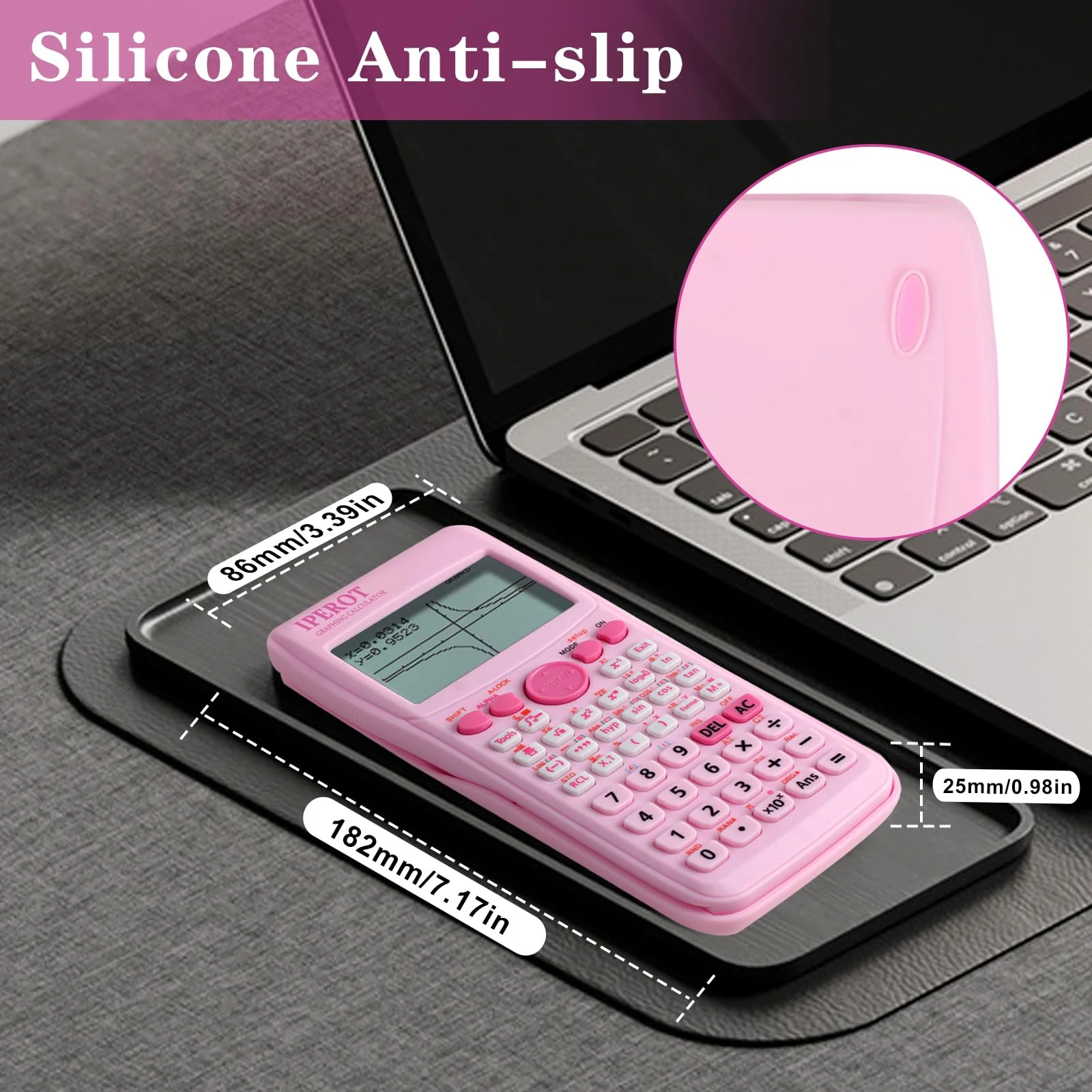 Scientific Calculators with Graphing Calculator, IPEROT Pink Scientific Calculators 10 Modes/ 4 Graphing Functions, Desktop Math Calculator Ideal for School Supplies, Students, College, Teachers - Image 2