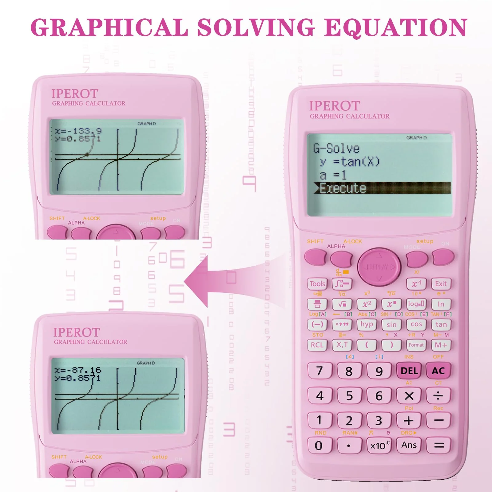 Scientific Calculators with Graphing Calculator, IPEROT Pink Scientific Calculators 10 Modes/ 4 Graphing Functions, Desktop Math Calculator Ideal for School Supplies, Students, College, Teachers - Image 5