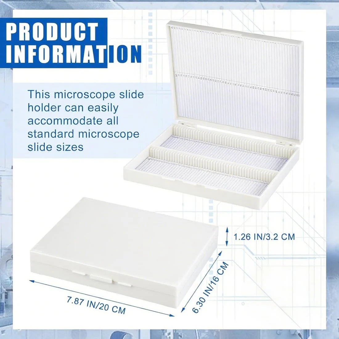 Scientific Preparation Box for 100 Slides, Plastic Box, Slide Box - Image 2