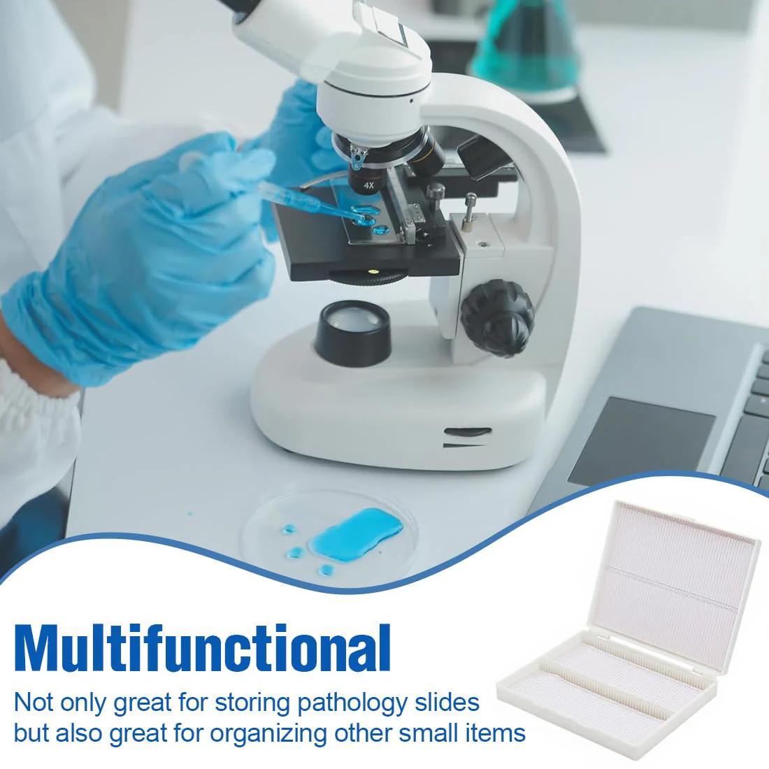 Scientific Preparation Box for 100 Slides, Plastic Box, Slide Box - Image 4