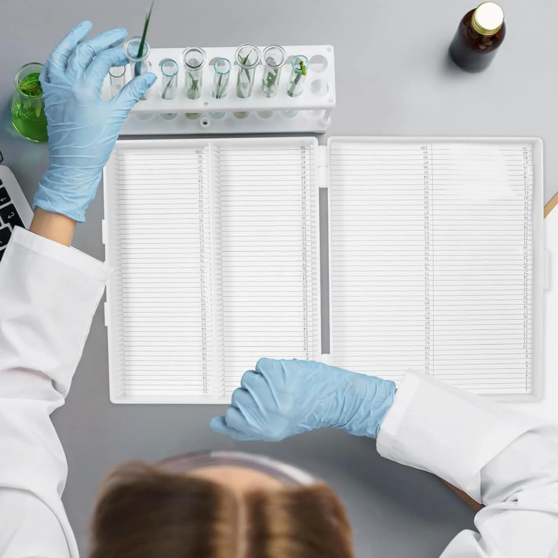 Scientific Preparation Box for 100 Slides, Plastic Box, Slide Box - Image 5