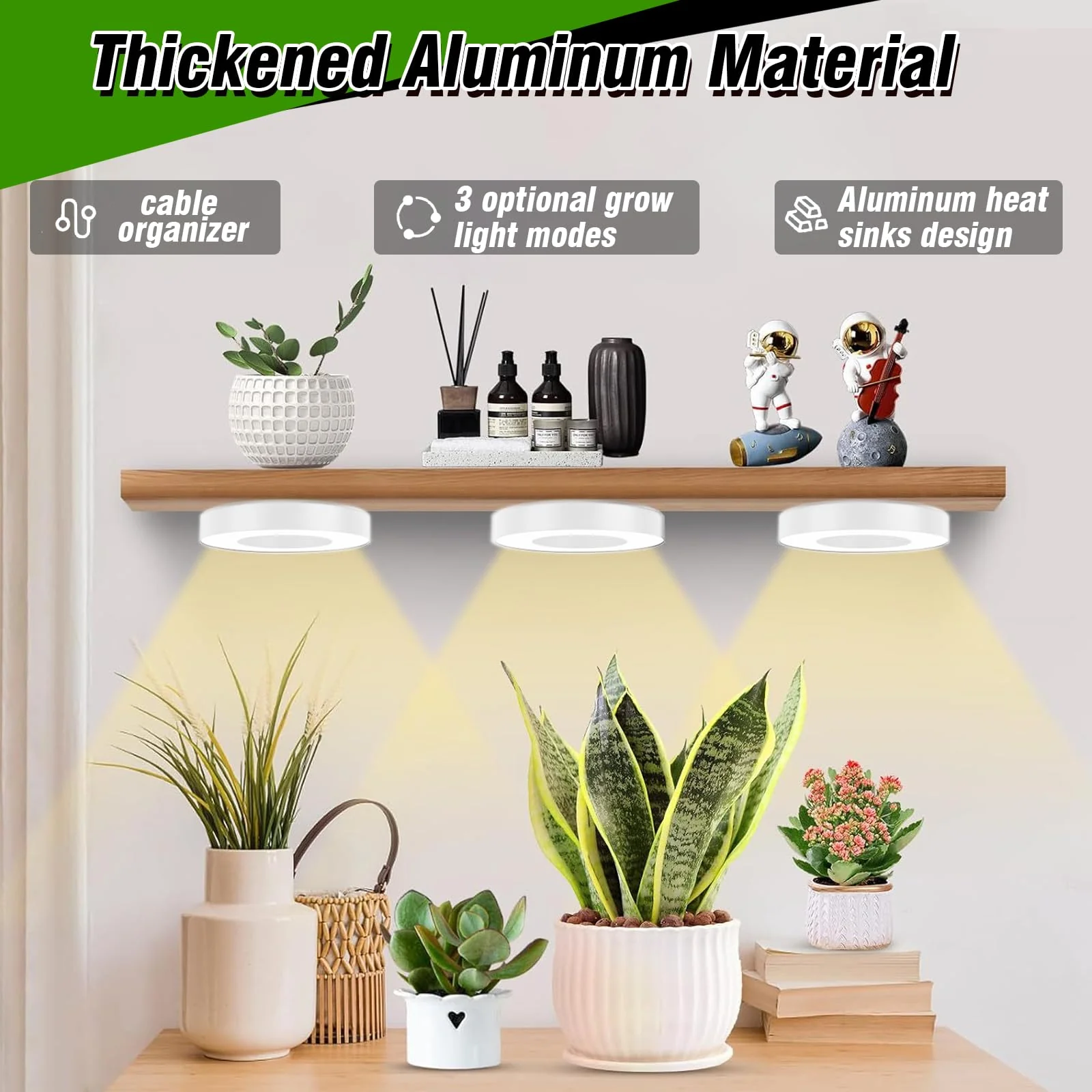 SciFiVisi Pack of 3 Plant Lamps, LED Full Spectrum, Plant Light with Auto Timer, 3 Colours, 10 Brightnesses, LED Plant Lamp for Indoor Plants (White, 3 Heads) White 3 Heads - Image 6