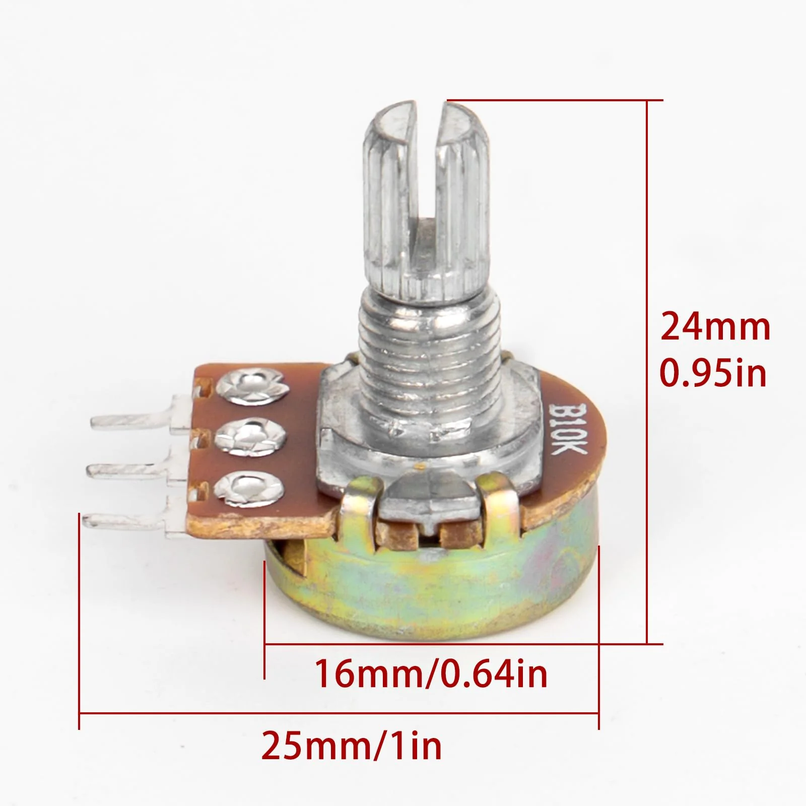SCOOYUCK B10K Potentiometer 3-Pin Linear Taper Adjustable Rotary Potentiometer with Knob Pack of 5 - Image 3