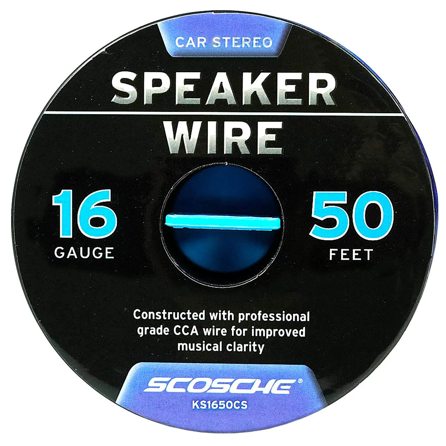 Scosche KS1650CS 16 Gauge CCA Car Stereo Speaker Wire - 16 AWG Audio Cable for Automotive Sound Systems - Copper Clad Aluminium 50 Foot Spool 50 Feet - Image 2
