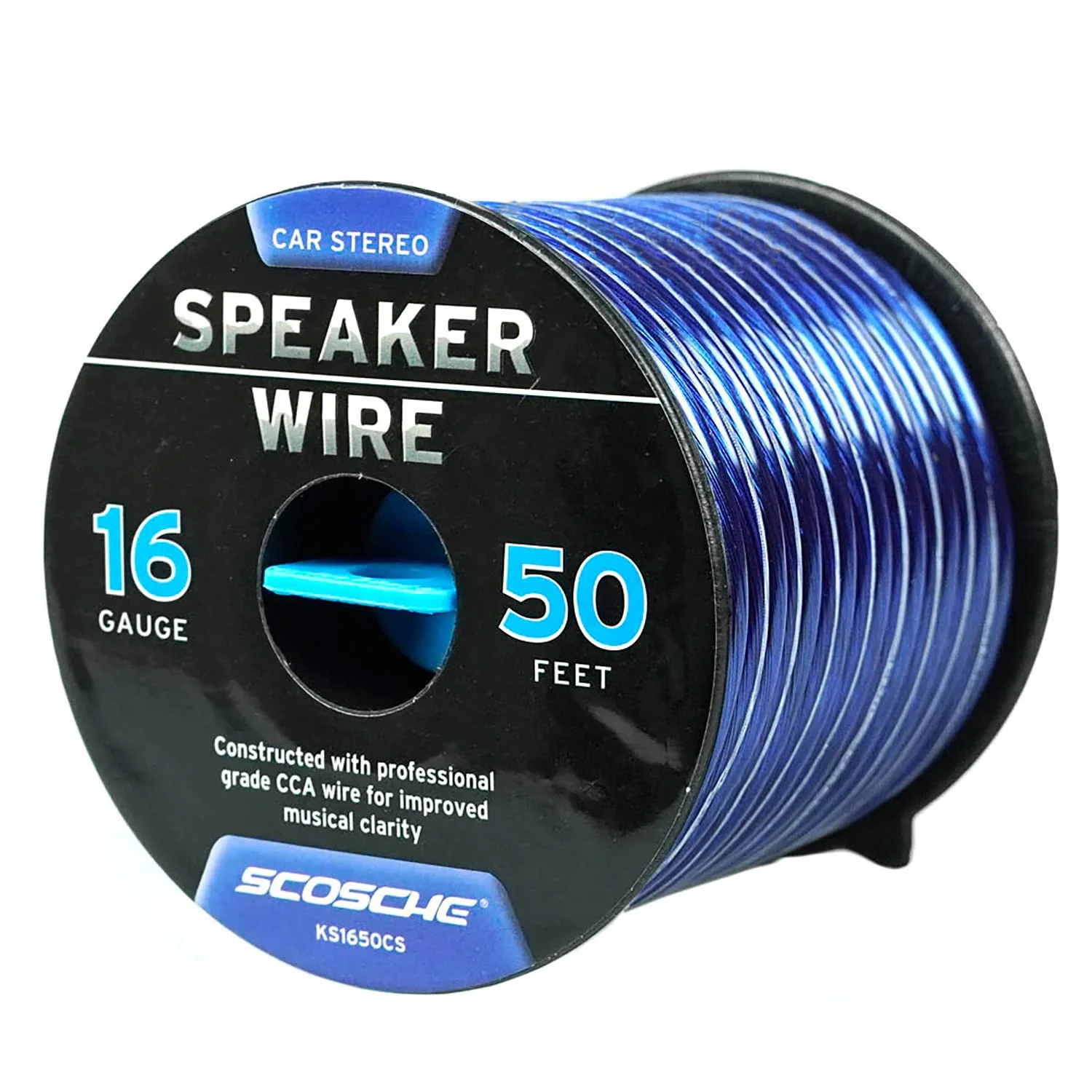 Scosche KS1650CS 16 Gauge CCA Car Stereo Speaker Wire - 16 AWG Audio Cable for Automotive Sound Systems - Copper Clad Aluminium 50 Foot Spool 50 Feet - Image 3