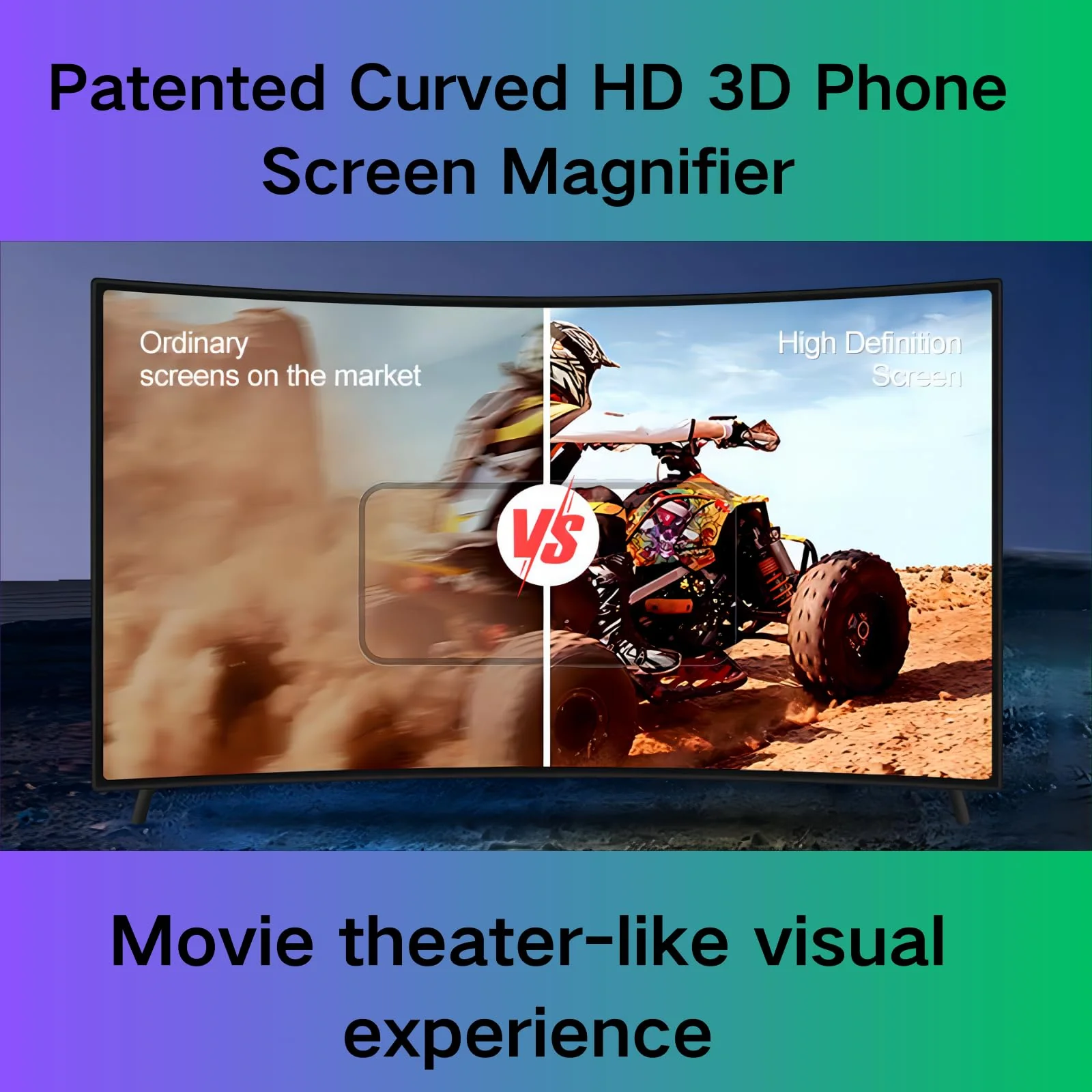Screen Magnifier for Cell Phone, 14" Curved Phone Magnifying Screen Upgraded HD 3D Phone Screen Amplifier Phone Stand with Screen Enlarger Compatible with All Smartphones for Movies Videos 14 Inch - Image 2