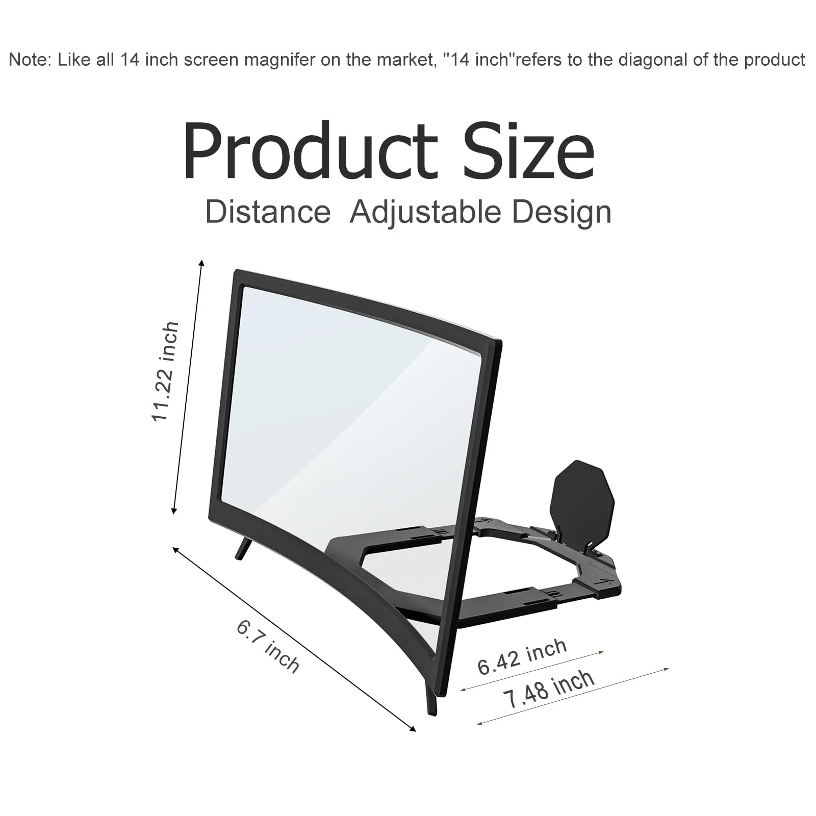 Screen Magnifier for Cell Phone, 14" Curved Phone Magnifying Screen Upgraded HD 3D Phone Screen Amplifier Phone Stand with Screen Enlarger Compatible with All Smartphones for Movies Videos 14 Inch - Image 7