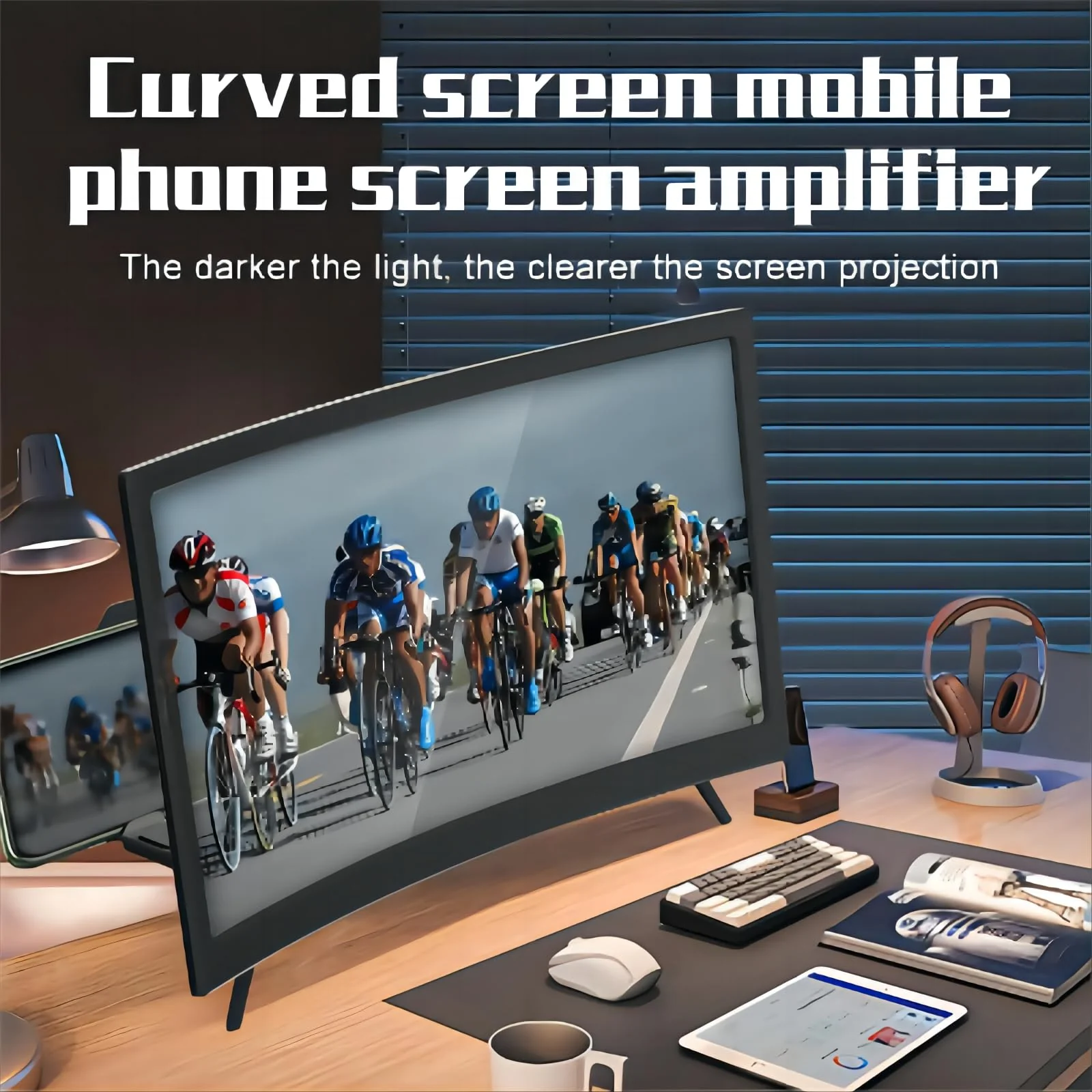 Screen Magnifier for Cell Phone, 14" Curved Phone Magnifying Screen Upgraded HD 3D Phone Screen Amplifier Phone Stand with Screen Enlarger Compatible with All Smartphones for Movies Videos 14 Inch - Image 8