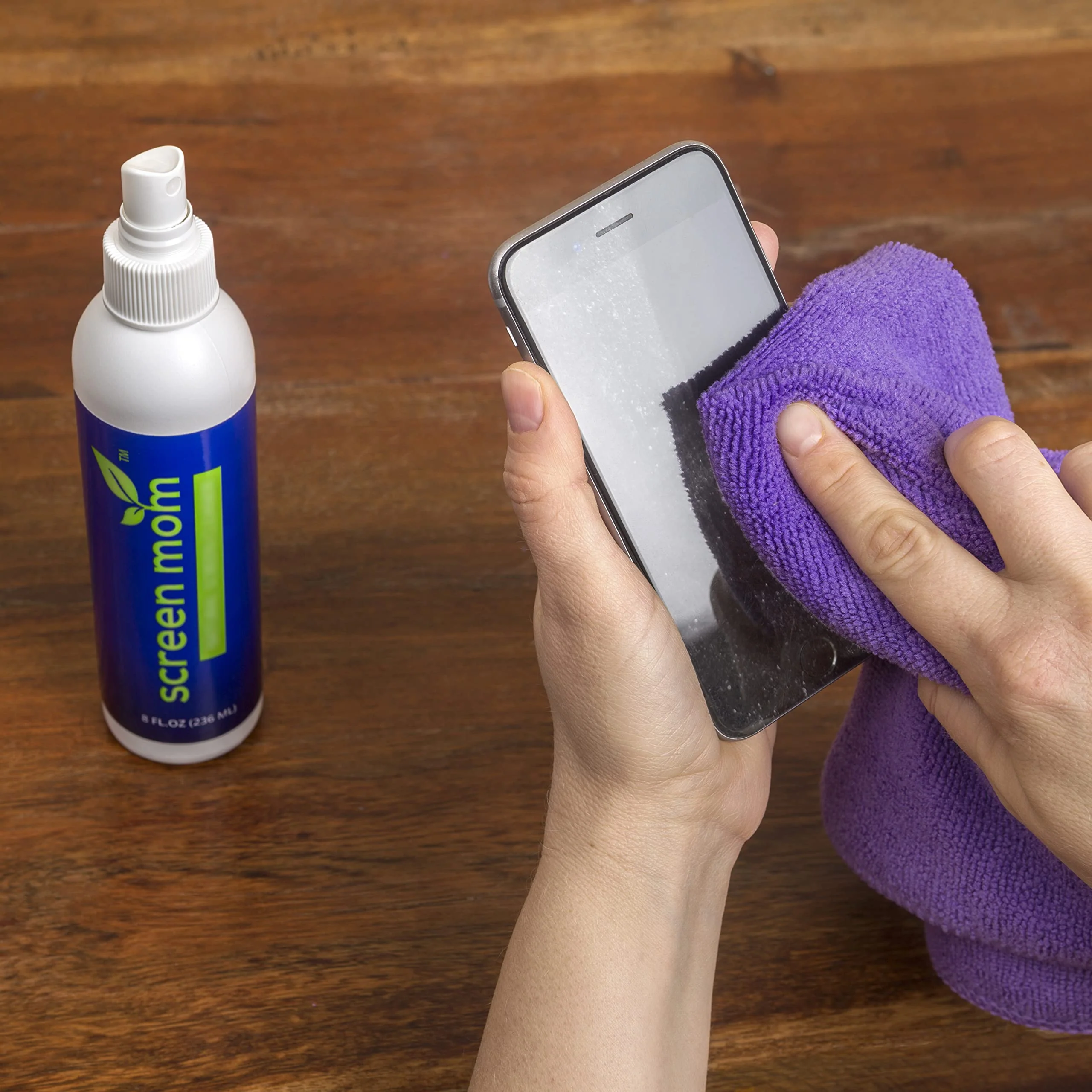 Screen Mom Screen Cleaner Home & Away Bundle – Designed for LED, LCD, Plasma, TV, iPad, Laptop, Computer Monitor, Tablets, Phones, & Eyeglasses - Includes 8oz & 2oz Bottle with 4 Microfiber Cloths - Image 3