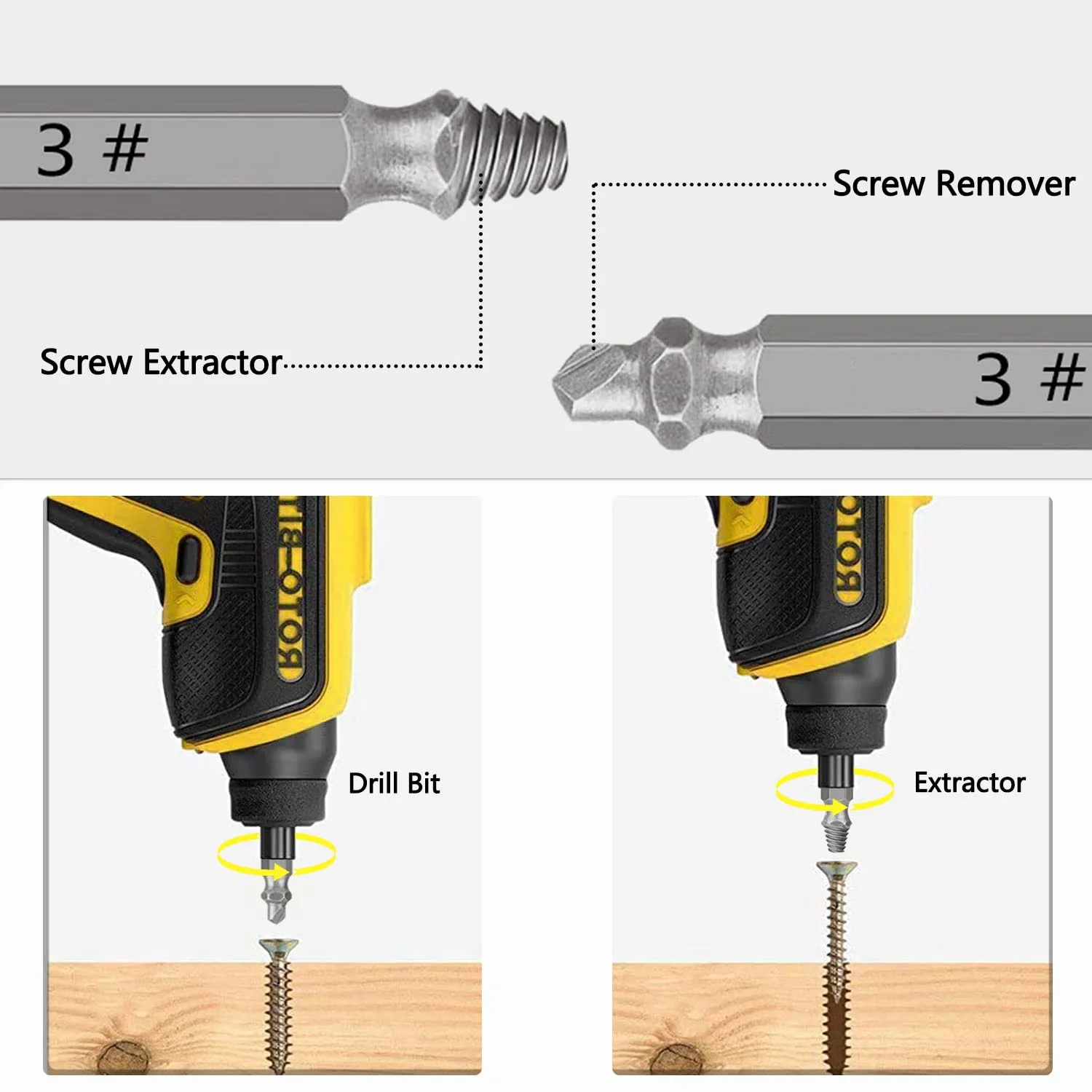 Screw Extractor, 6 Pieces, Damaged Screw Remover, Extractor, Damaged Screw Remover, Guide Set for Quick Drill for Robbed or Damaged Screws - Image 3