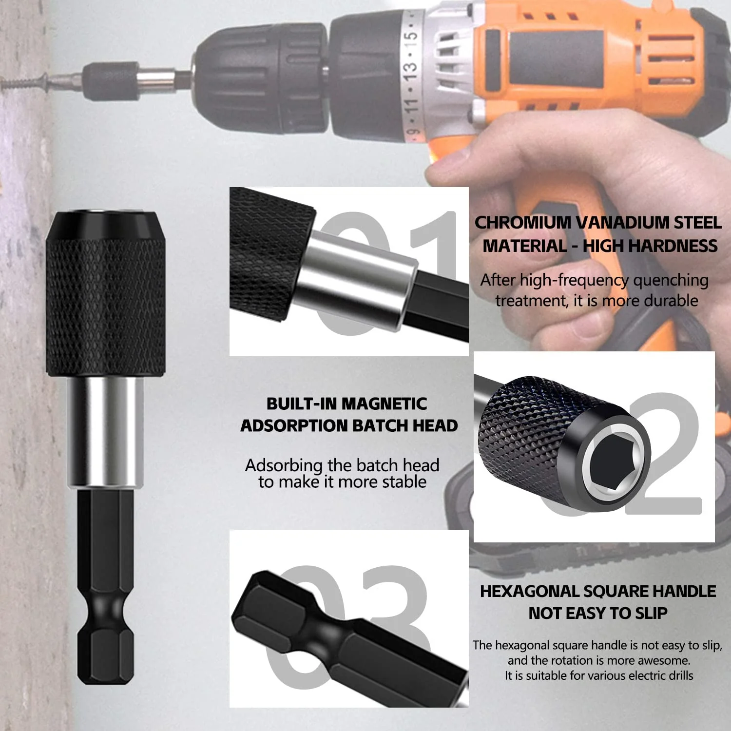Screw Extractor, 6 Pieces, Damaged Screw Remover, Extractor, Damaged Screw Remover, Guide Set for Quick Drill for Robbed or Damaged Screws - Image 4