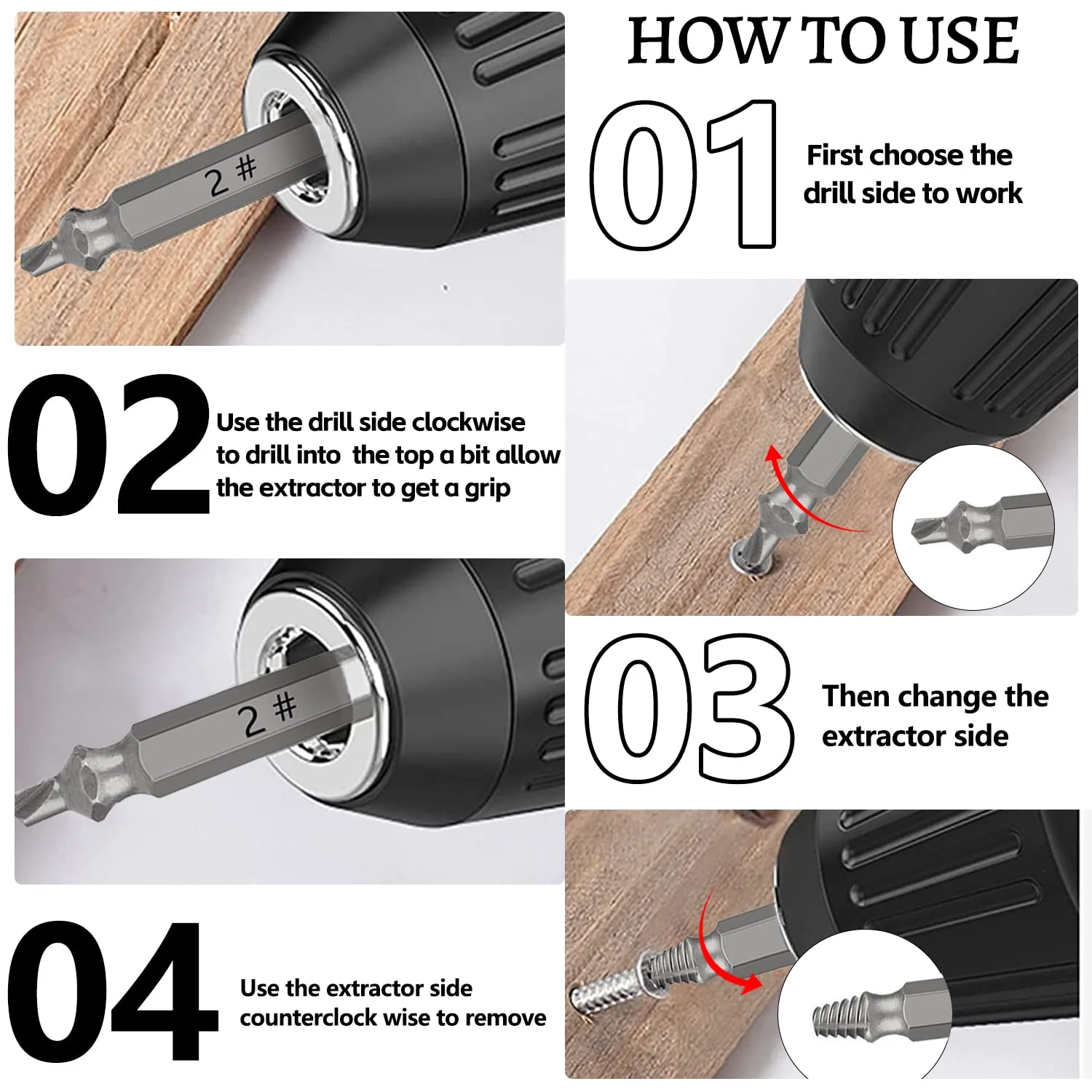 Screw Extractor, 6 Pieces, Damaged Screw Remover, Extractor, Damaged Screw Remover, Guide Set for Quick Drill for Robbed or Damaged Screws - Image 6