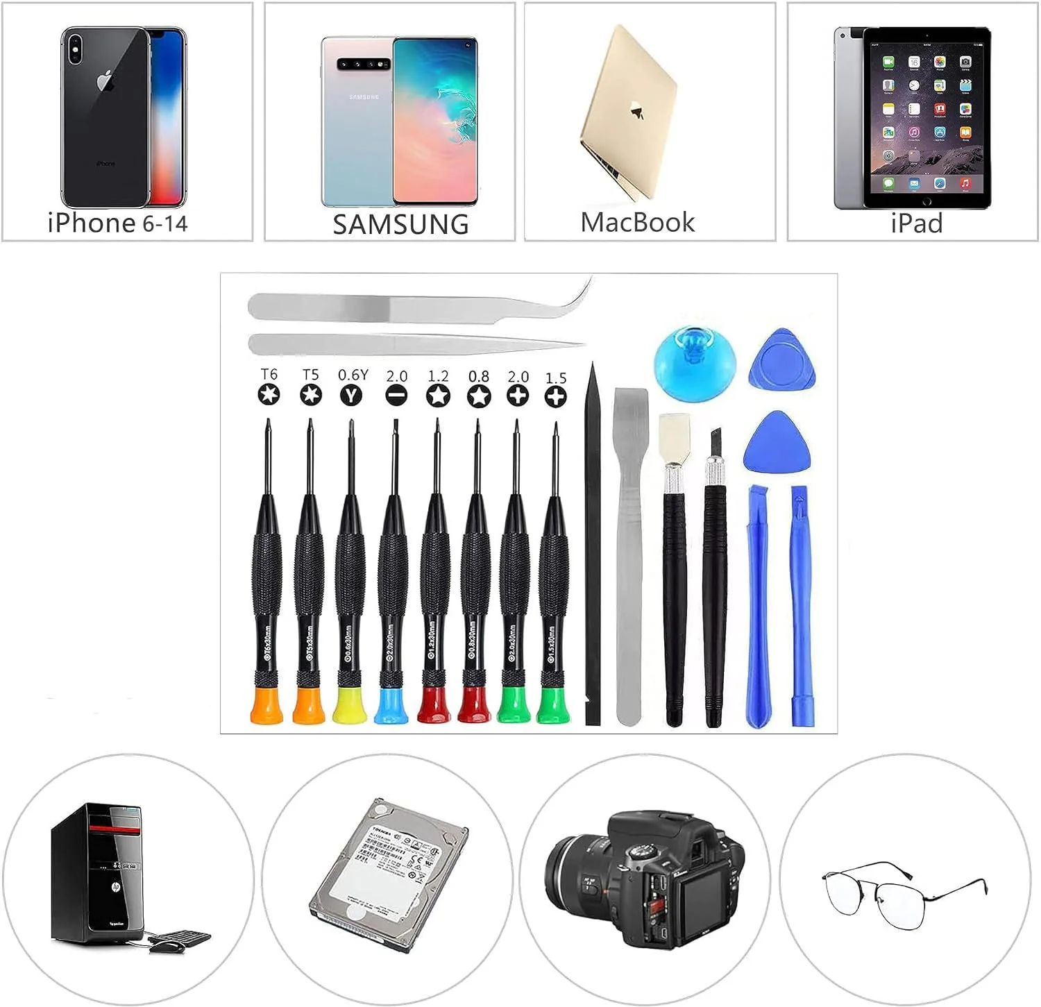 Screwdriver Set 20 Pieces Phone Repair Tool Small Magnetic Kit with Phillips Pentalobe Torx Opening Pry for iPhone iPad Samsung Phones - Image 7