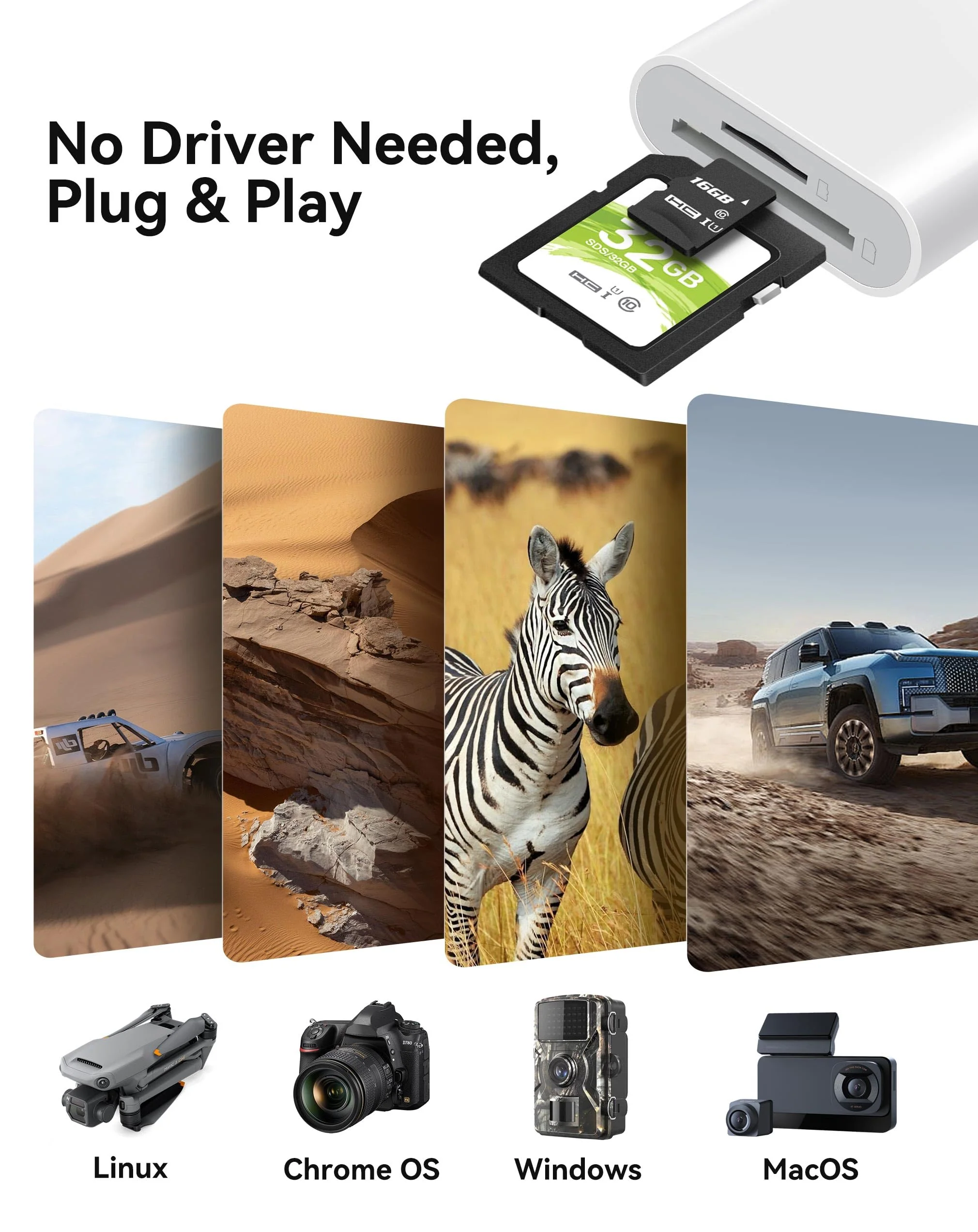 SD Card Reader for iPhone iPad, Dual Connector (Lightning&USB-C) Micro SD Memory Card Reader, 2 in 1 SD and TF Card Adapter Portable Trail Camera Viewer, No Driver Needed, Plug and Play 2 Slots for (Lightning+USBC) - Image 5