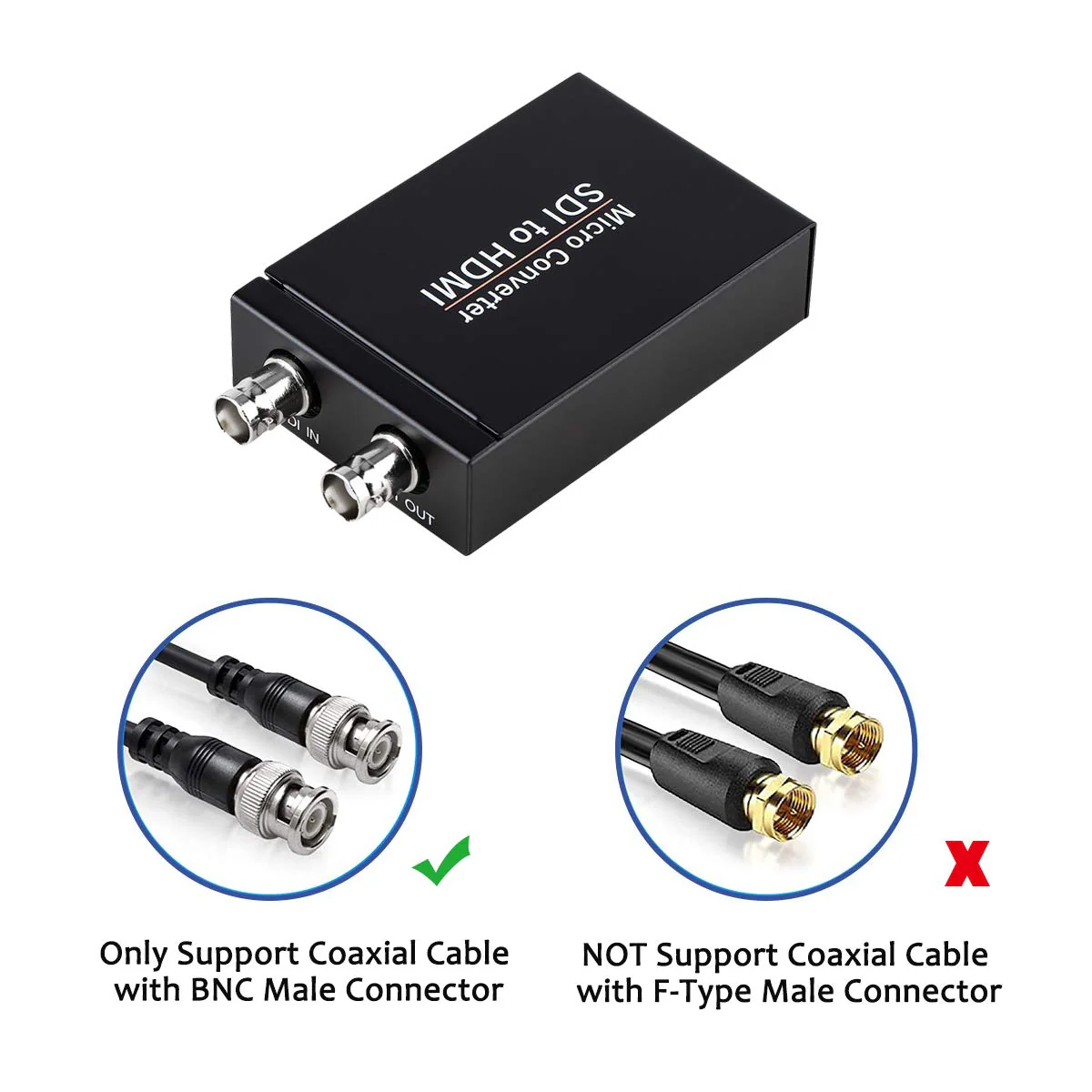 SDI to HDMI Converter, 3G-SDI/HD-SDI/SD-SDI to HDMI Adapter, Auto Format Detection SDI to HDMI Video Converter Stereo Audio De-embedder - Image 4