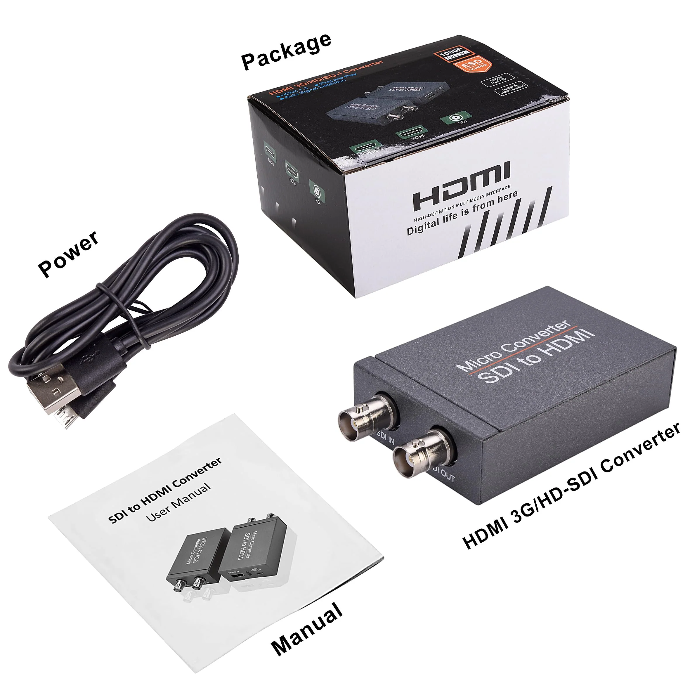 SDI to HDMI Converter, SDI to HDMI Audio De-embedder Support 3G-SDI, HD-SDI, SD-SDI Auto Format Detection and Stereo Audio De-embedder - Image 6