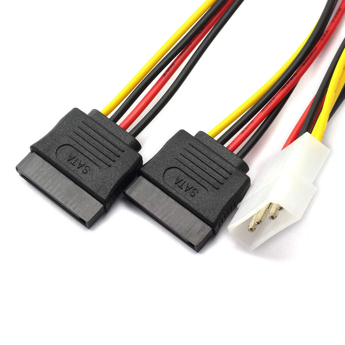 SDTC Tech 4 Pin Male IDE Molex to 15 Pin Female Dual SATA Power Splitter Adapter Cable 18AWG Copper Serial ATA Hard Drive Extension Cable (20cm) - 2 Pack - Image 2