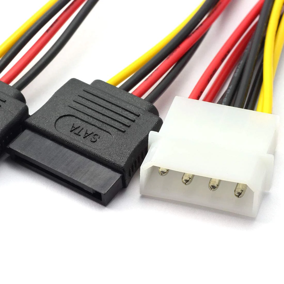 SDTC Tech 4 Pin Male IDE Molex to 15 Pin Female Dual SATA Power Splitter Adapter Cable 18AWG Copper Serial ATA Hard Drive Extension Cable (20cm) - 2 Pack - Image 3