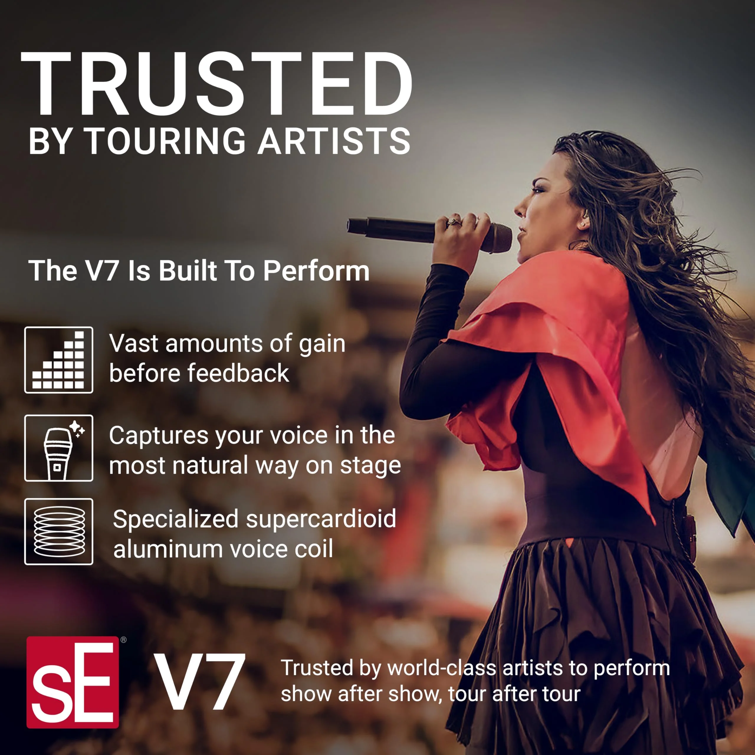 SE ELECTRONICS V7 Dynamic Microphone for Singing, Speech & Studio Recording - XLR Handheld Professional Microphone with Supercardioid Aluminum Voice Coil for Huge Gain Before Feedback - Grey V7 - Gray - Image 2