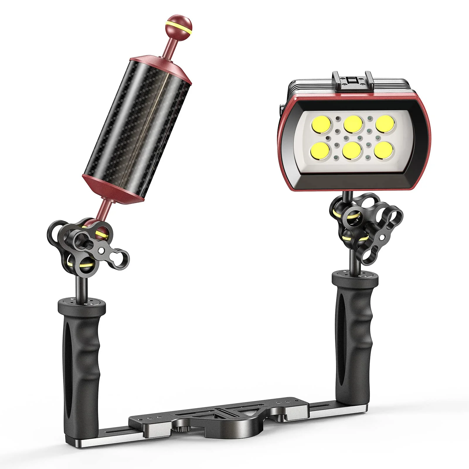 Sea frogs Carbon Fiber Float Arm D60mm, 8'', for Ultralight, Aquatic Arm, Buoyancy Provided 300g, Underwater Camera System Diving Tray Video Light/Strobe Red GA-6 R - Image 3