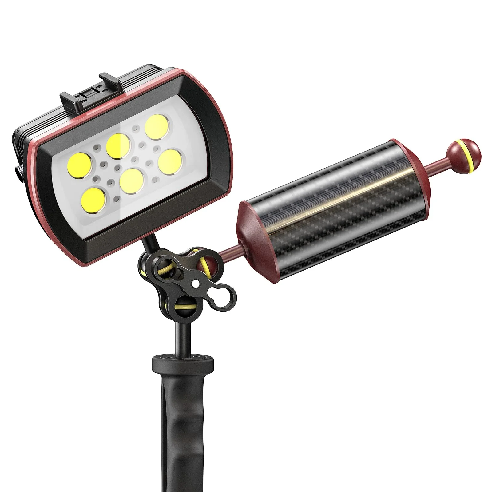 Sea frogs Carbon Fiber Float Arm D60mm, 8'', for Ultralight, Aquatic Arm, Buoyancy Provided 300g, Underwater Camera System Diving Tray Video Light/Strobe Red GA-6 R - Image 4