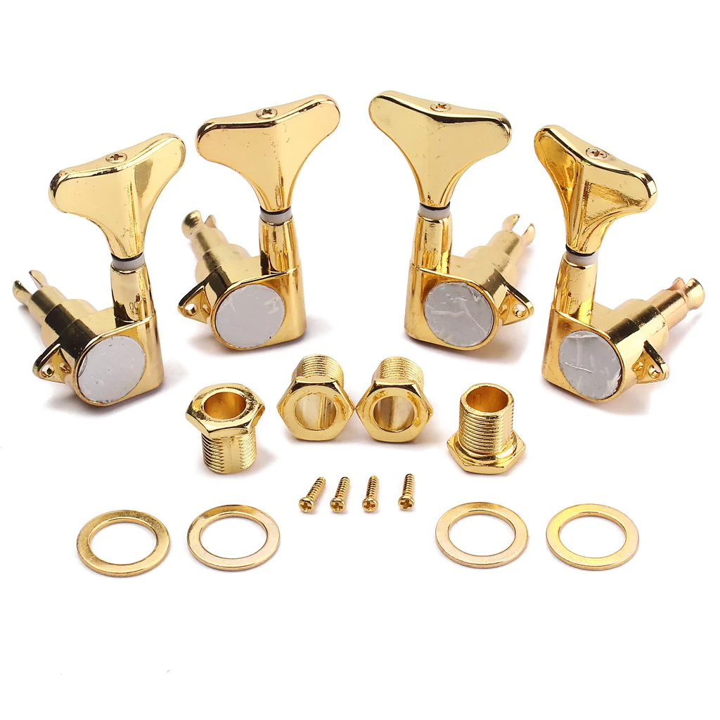 Sealed Bass Guitar Tuning Pegs Keys 2R2L Machine Head Tuners for Precision Bass and Jazz Bass Accessories (Gold) Gold